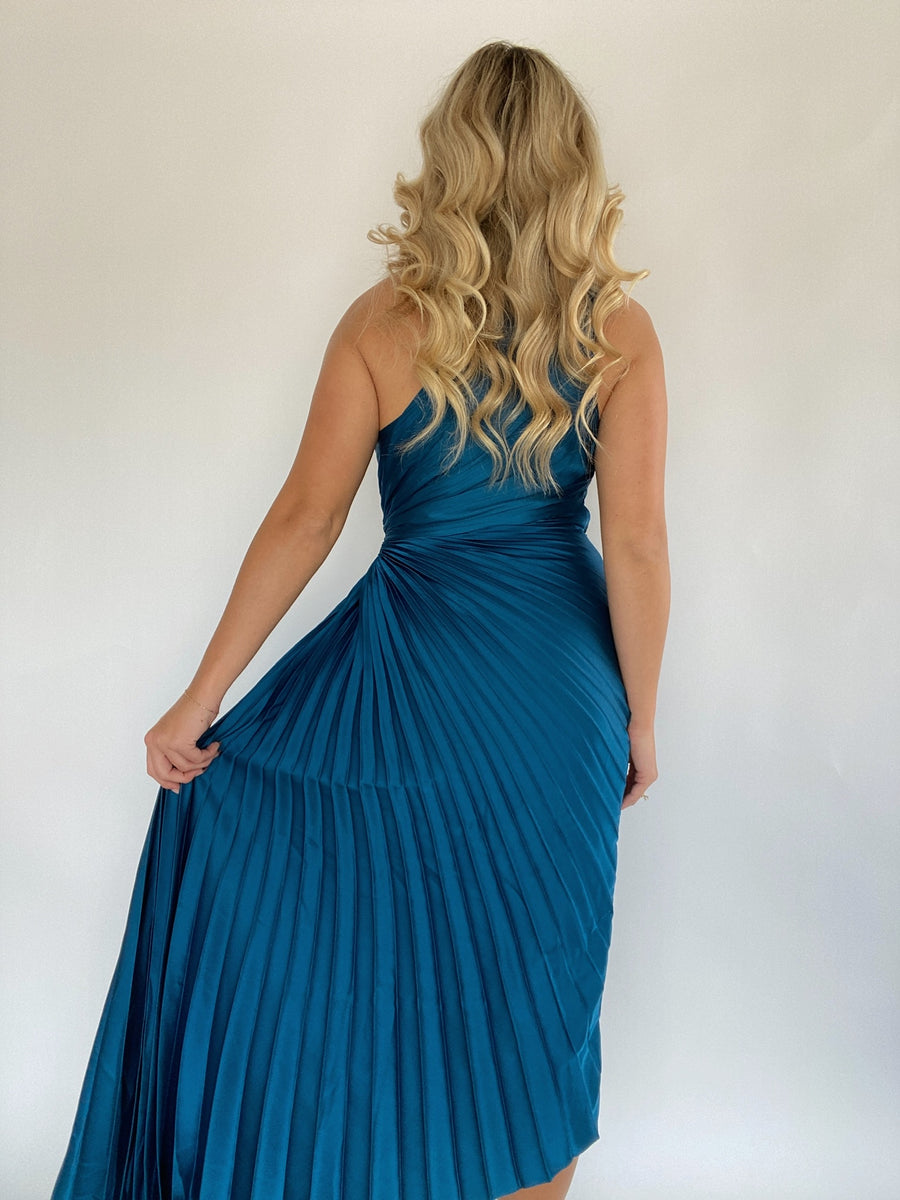 Cora Pleated Maxi Dress - Teal – Blue Magnolia