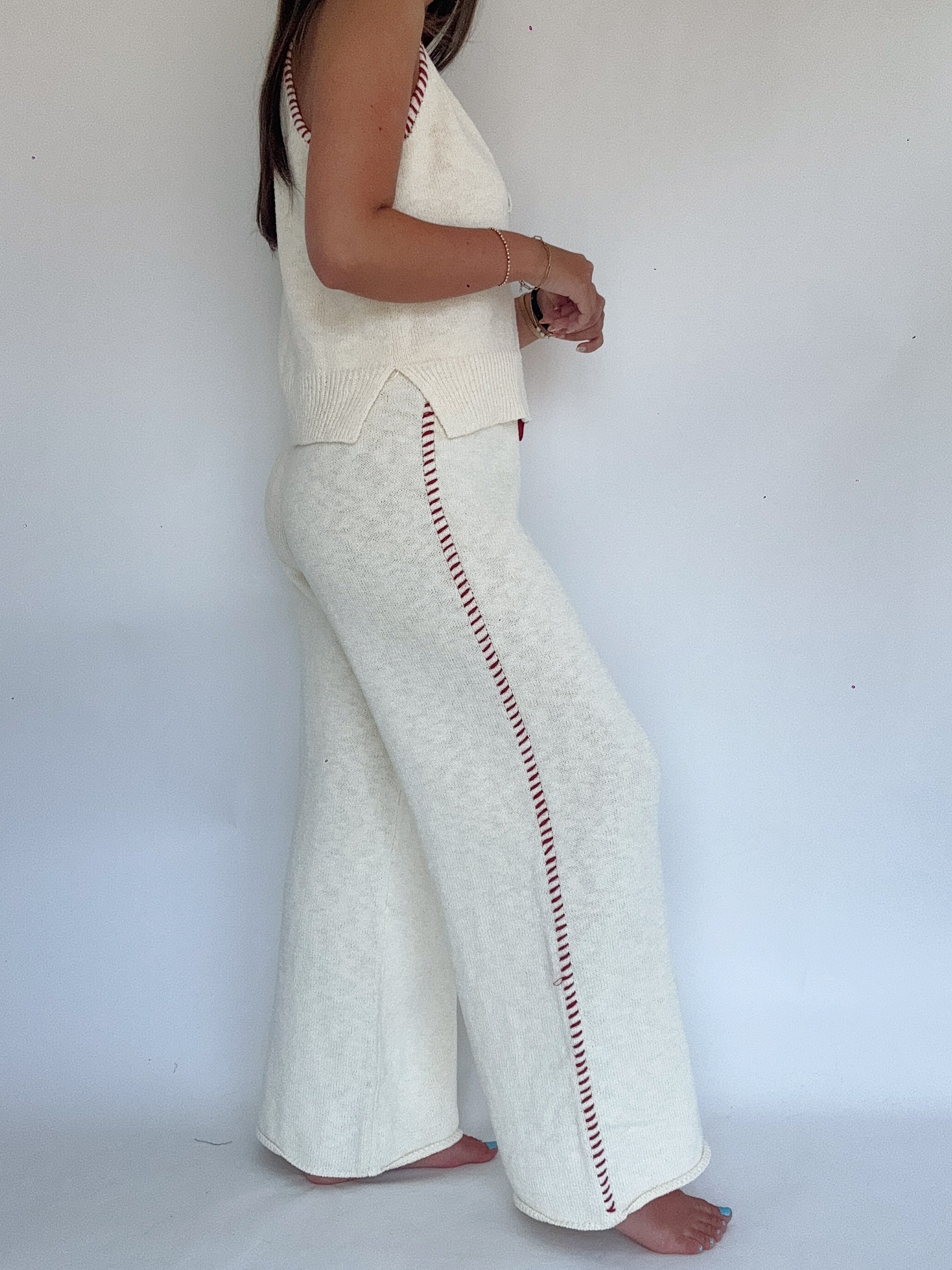 Adaline Stitched Knit Pants Side