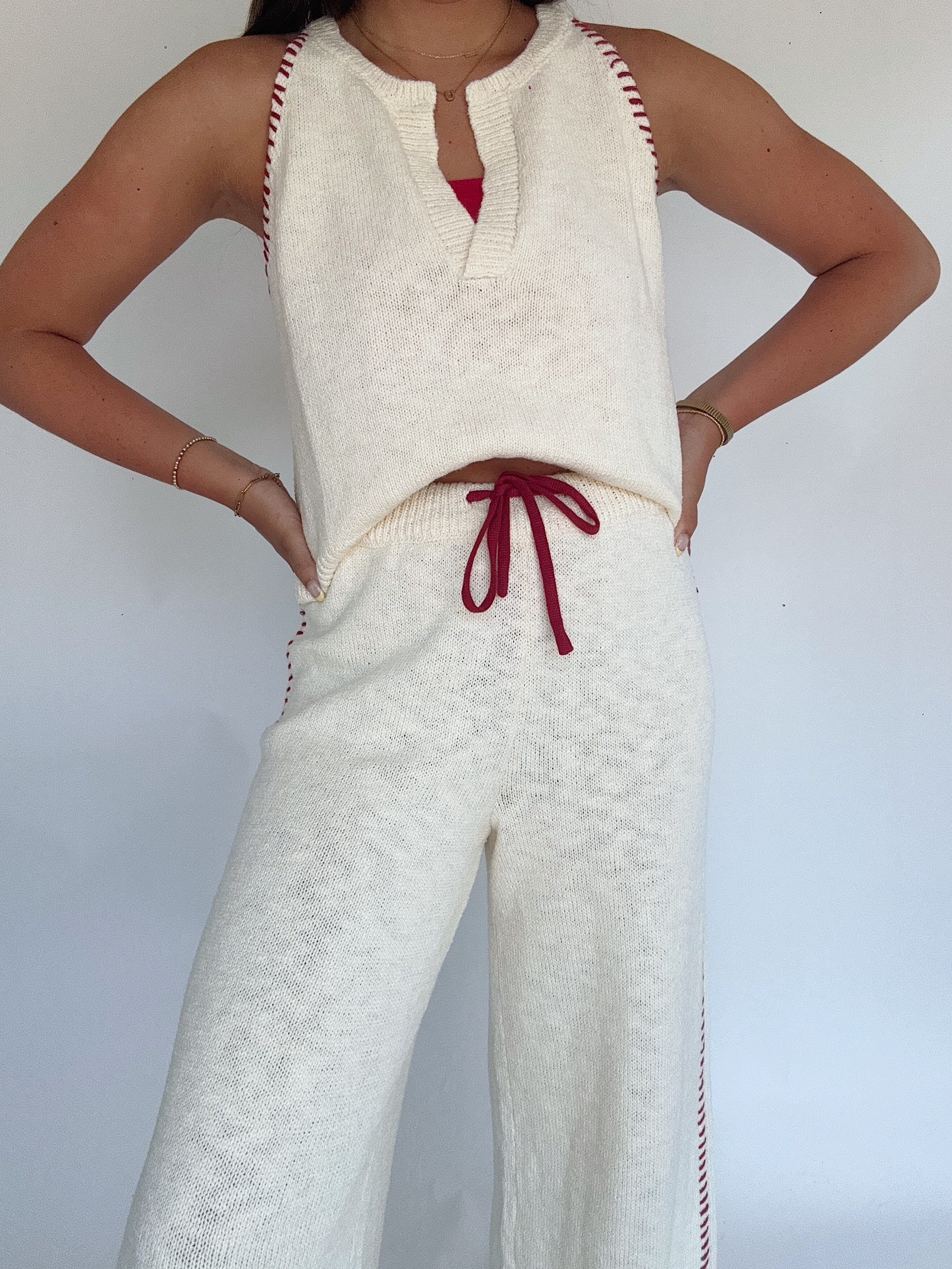 Adaline Stitched Knit Pants Waist