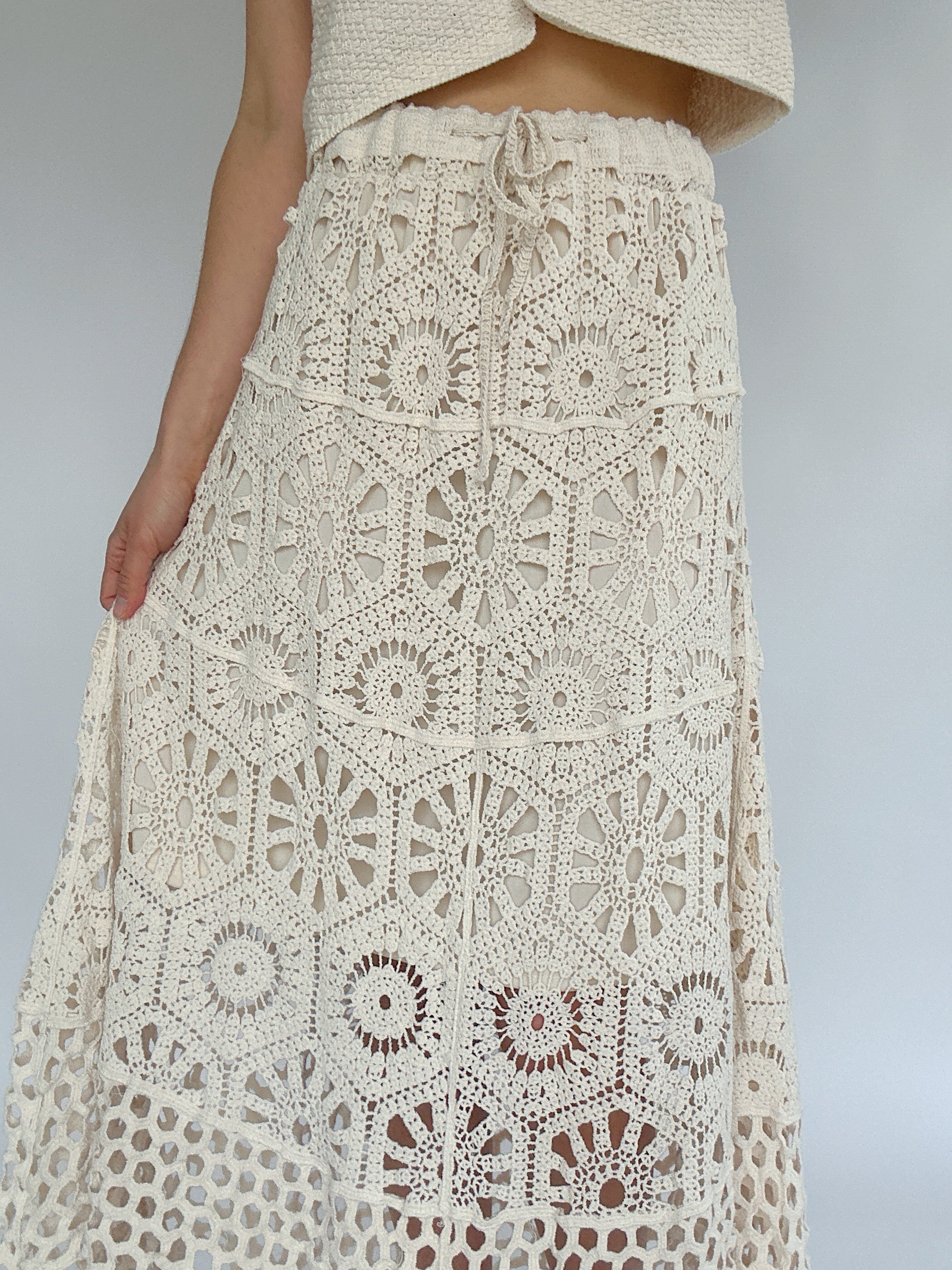 Along The Bay Crochet Maxi Skirt Top