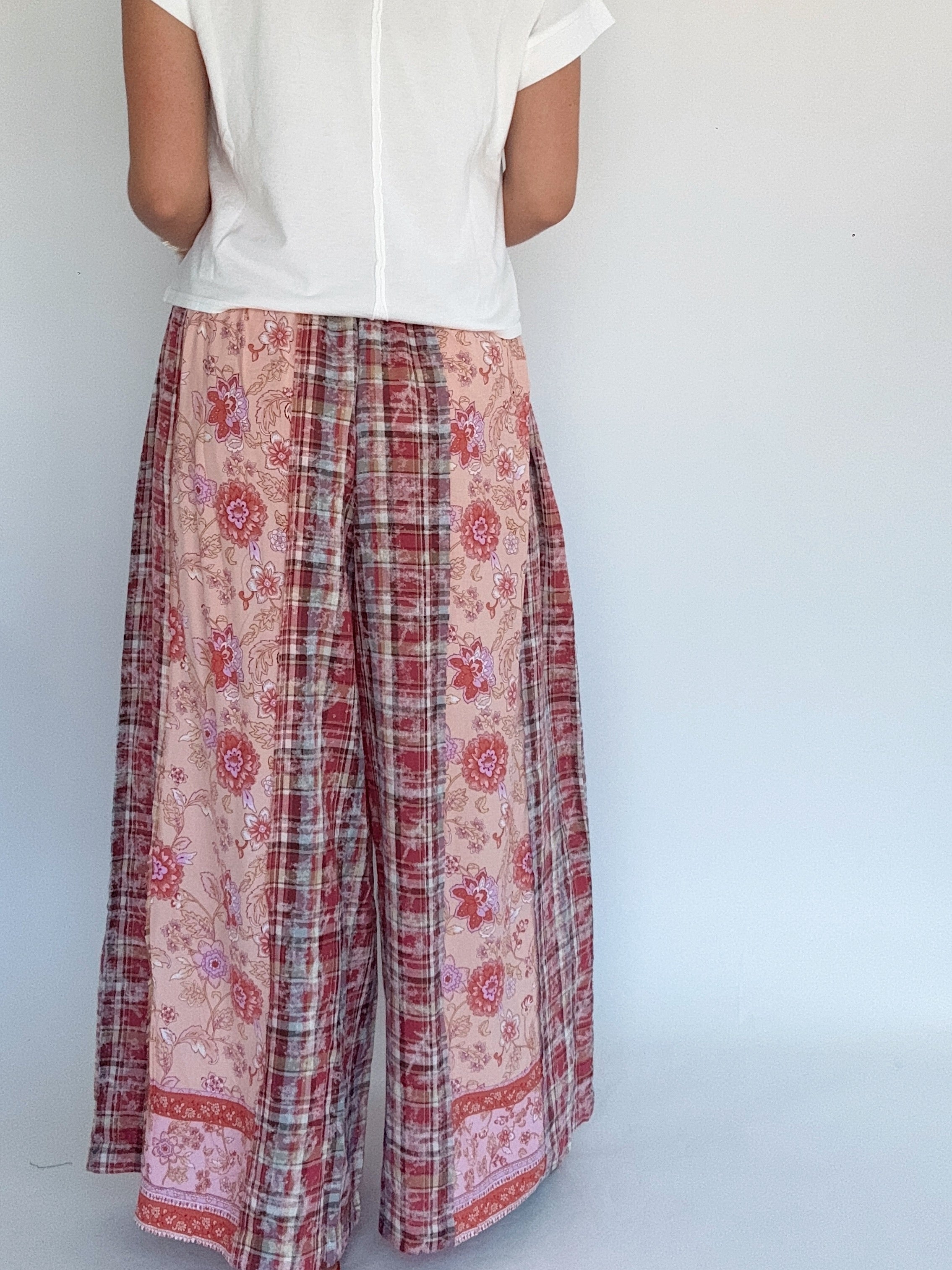 Ana Paisley Plaid Wide Leg Pants Back