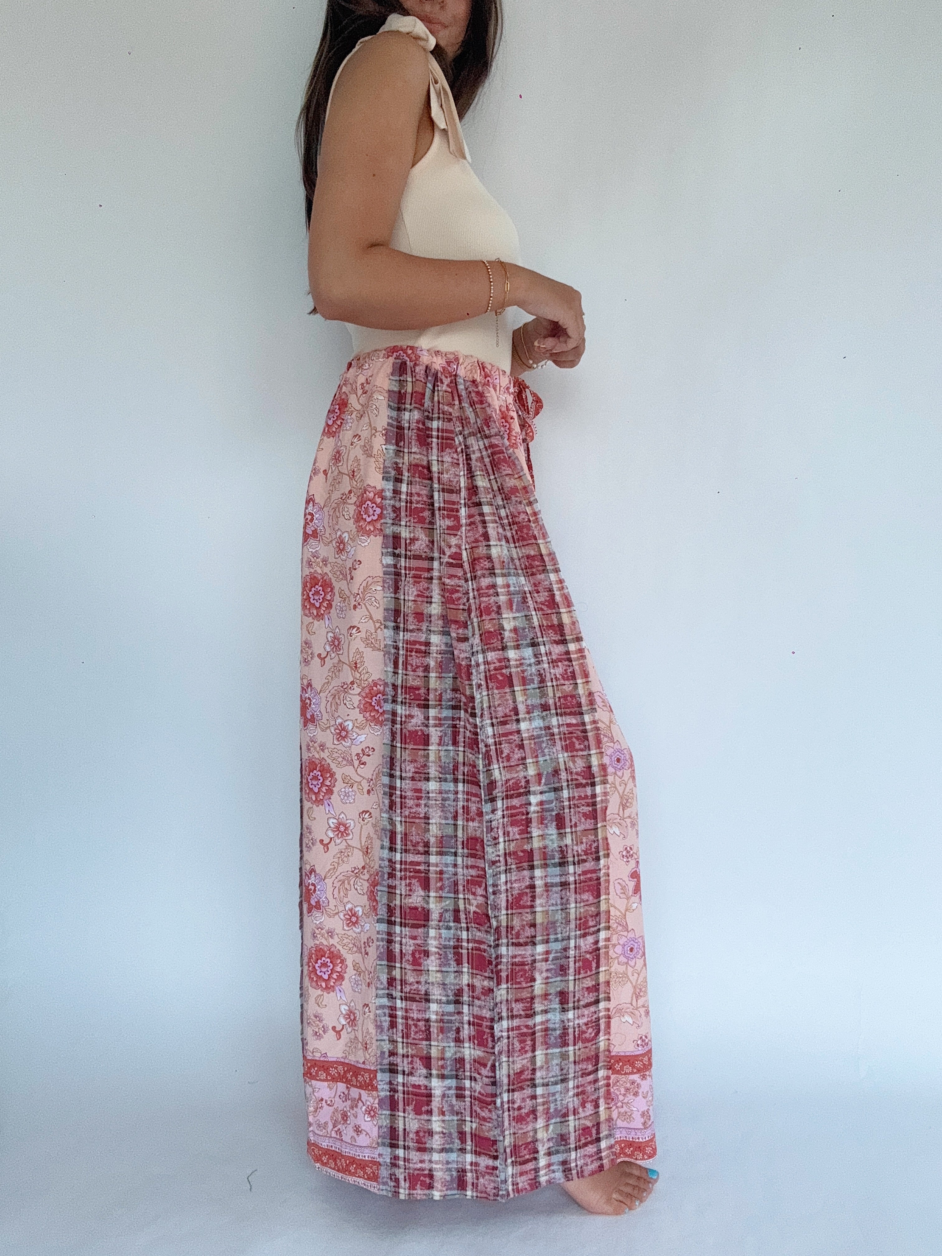 Ana Paisley Plaid Wide Leg Pants Side