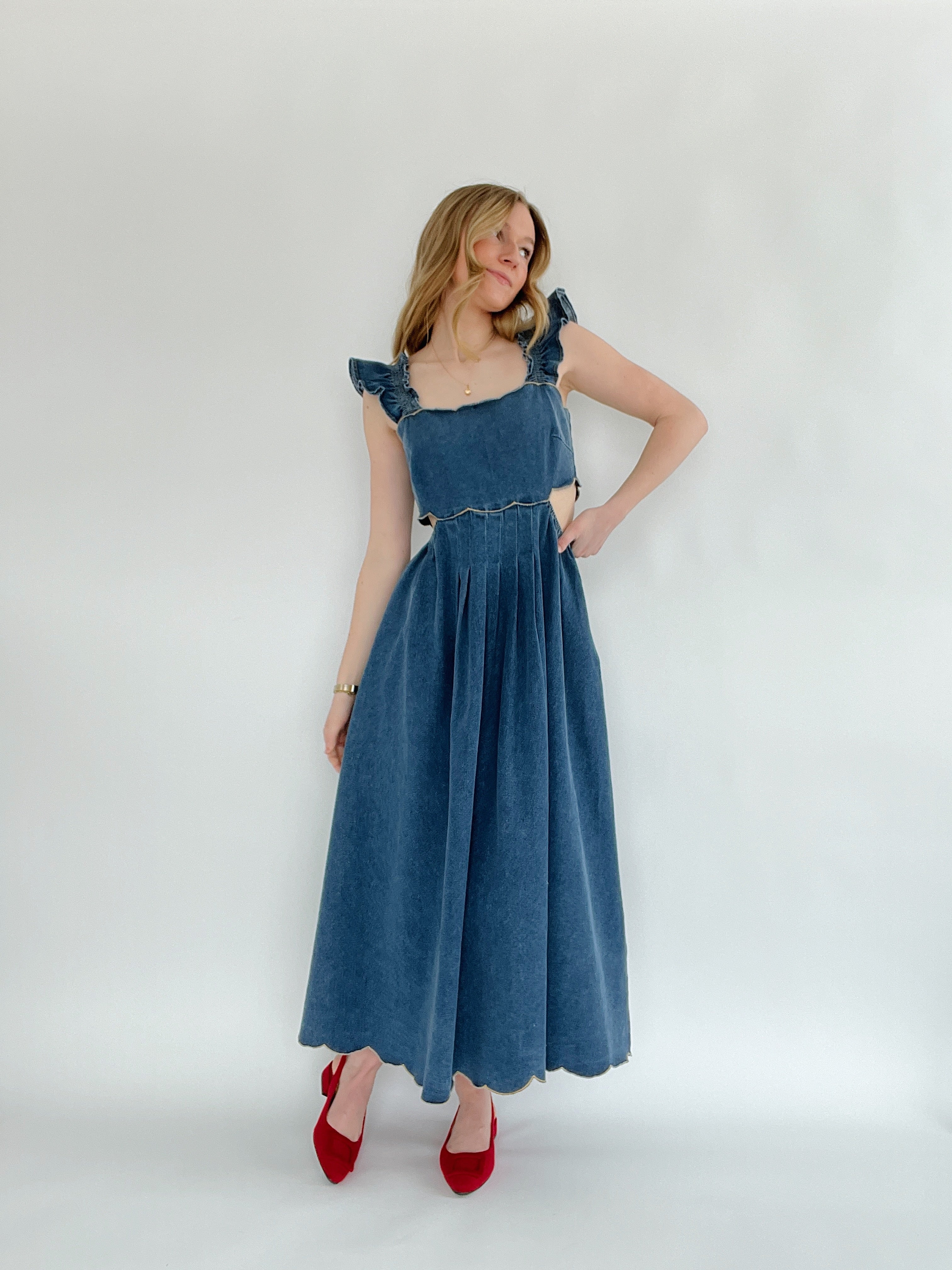 Ashton Denim Midi Dress