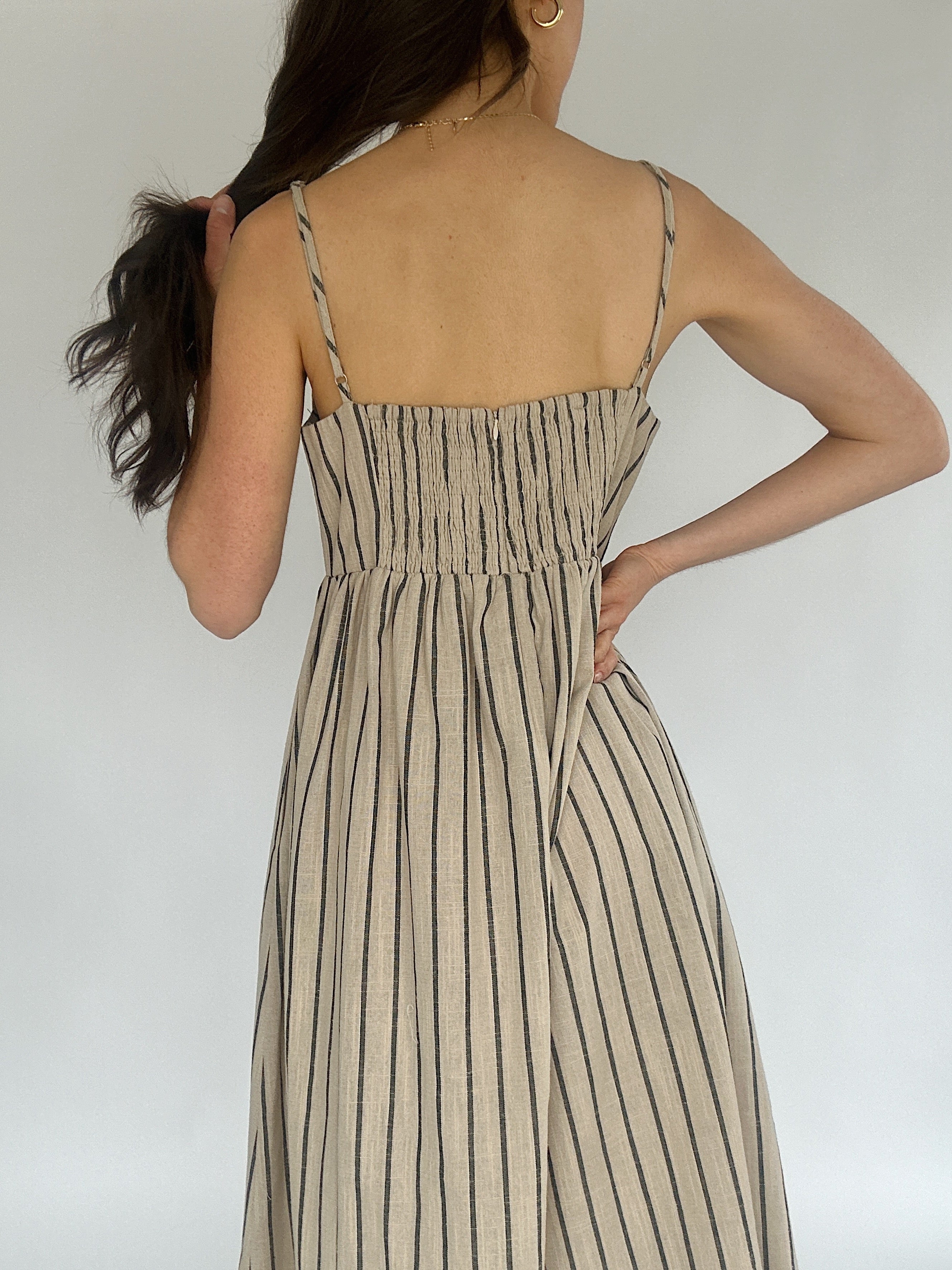 Avery Striped Maxi Dress Back Detail