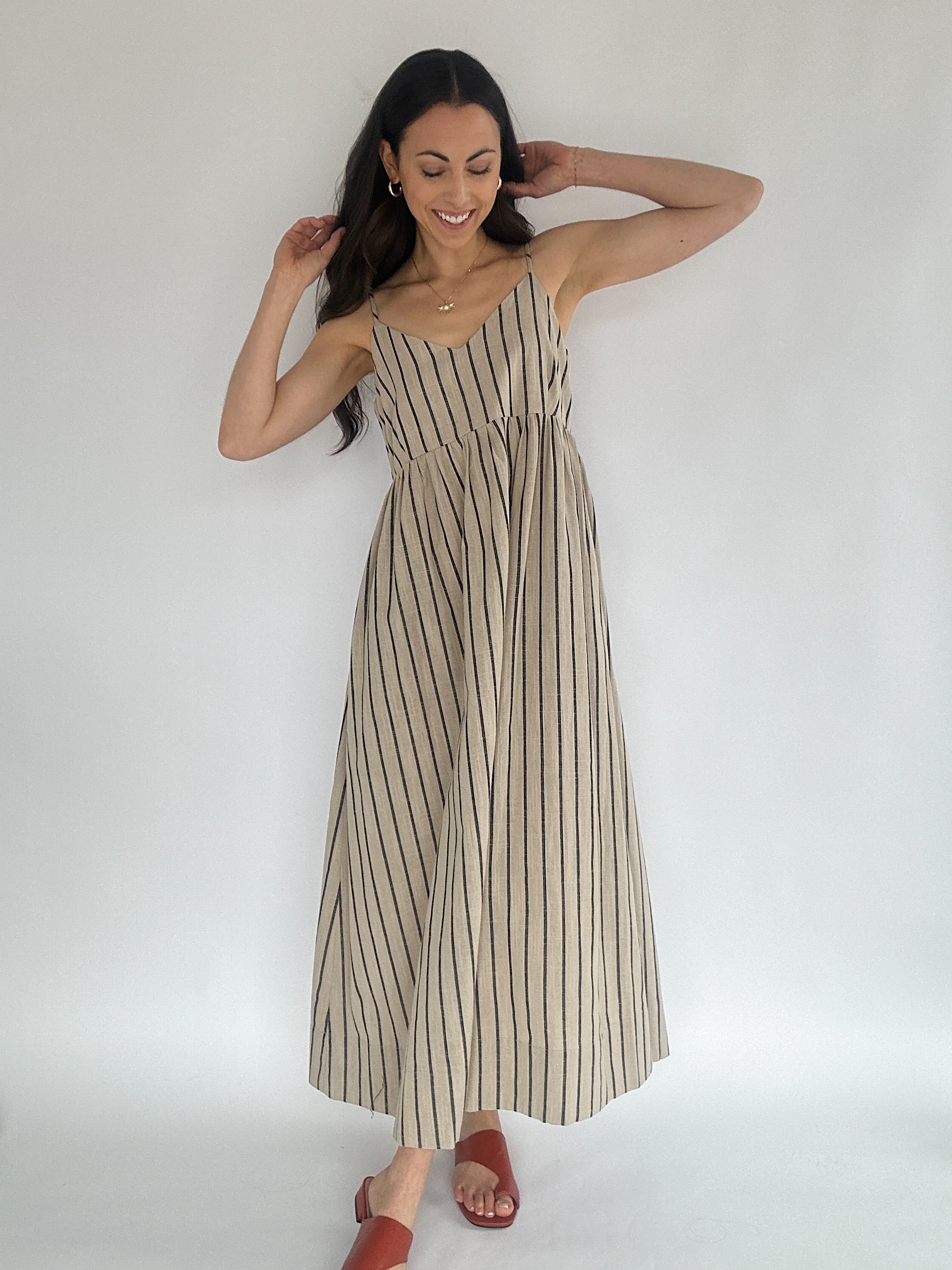 Avery Striped Maxi Dress Front