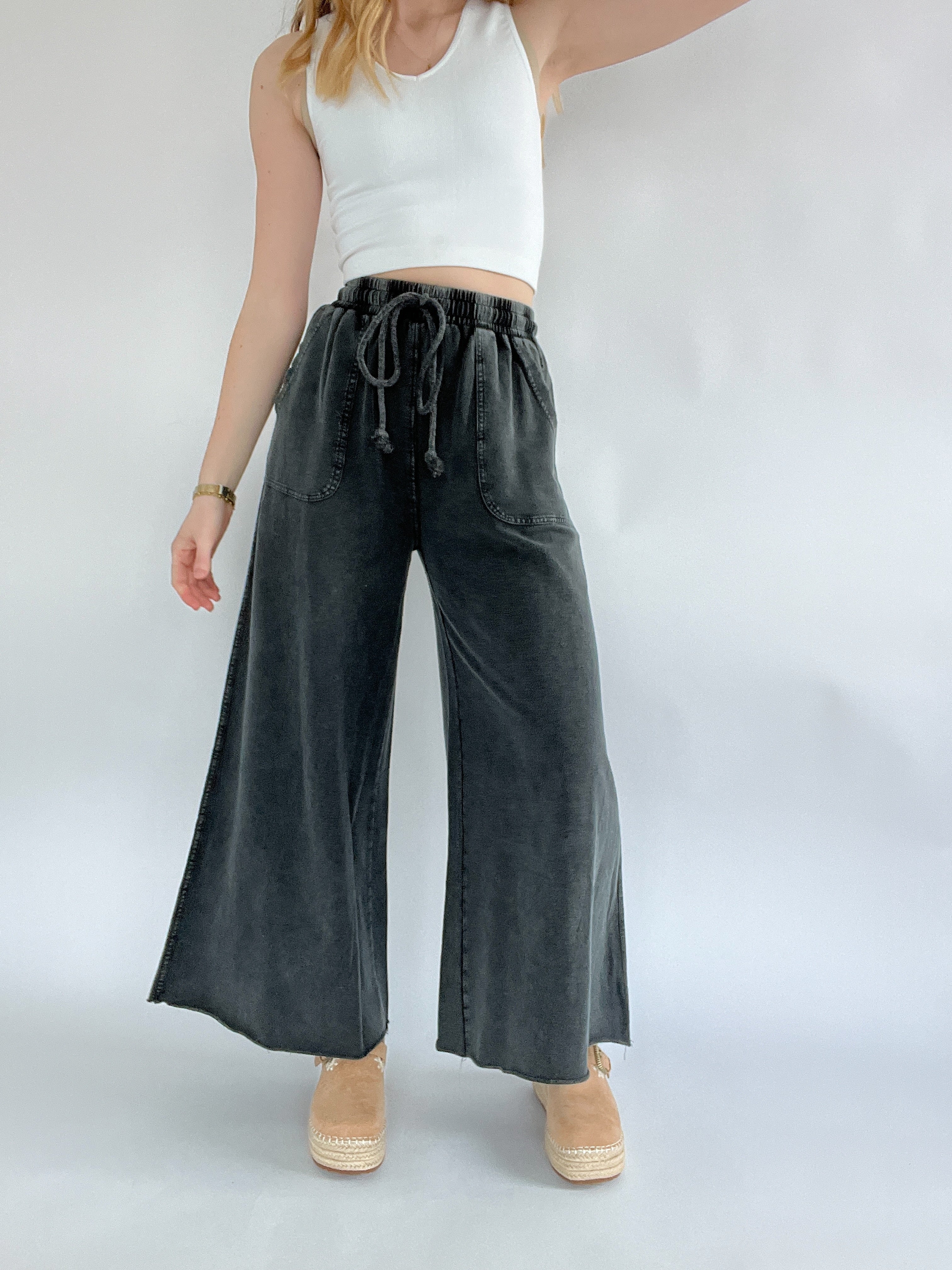 Back Seat Driver Wide Leg Pants Black