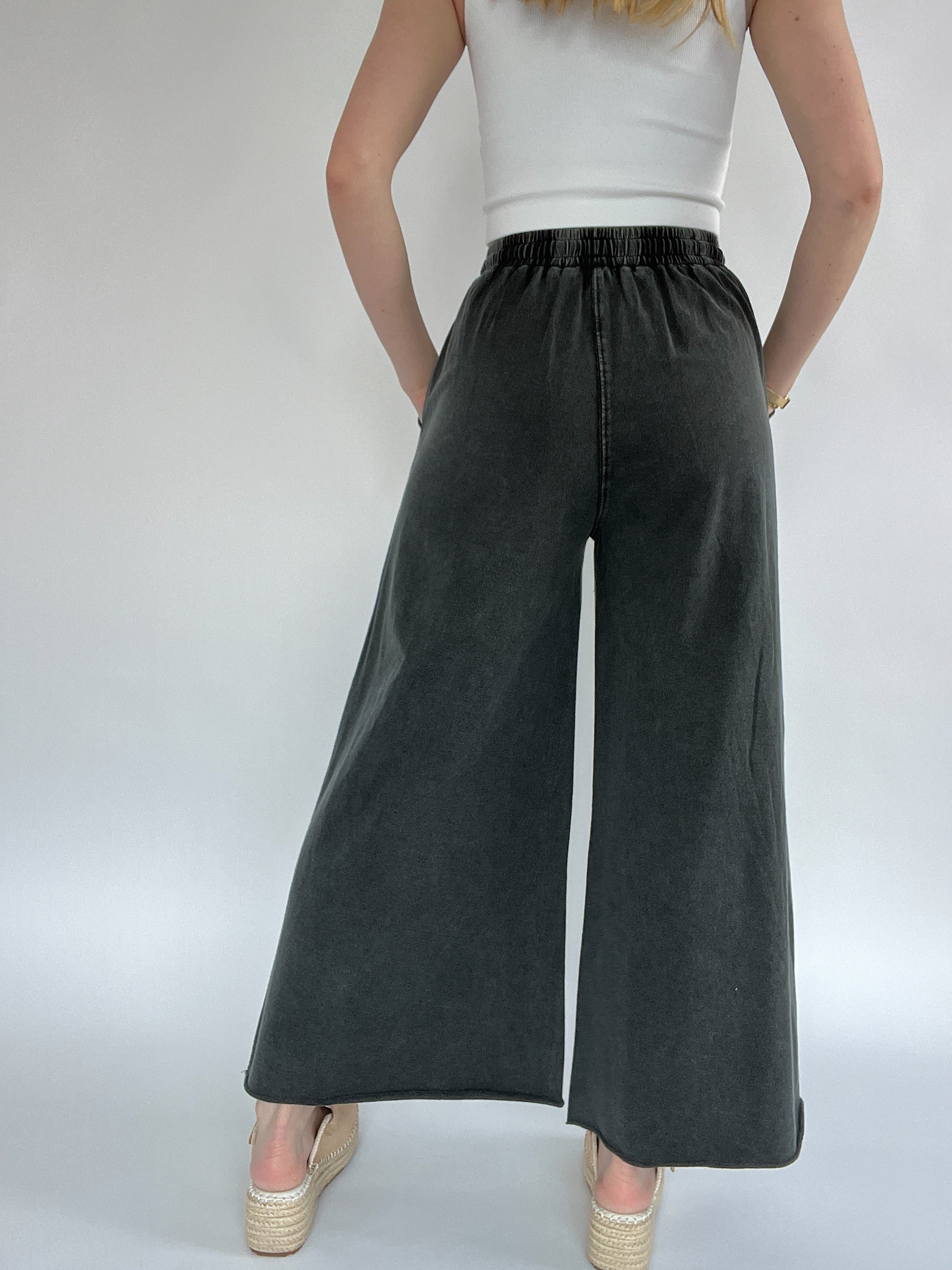 Back Seat Driver Wide Leg Pants Black Back