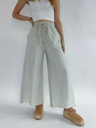 Back Seat Driver Wide Leg Pants Light Stone Front