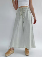 Back Seat Driver Wide Leg Pants Light Stone Front