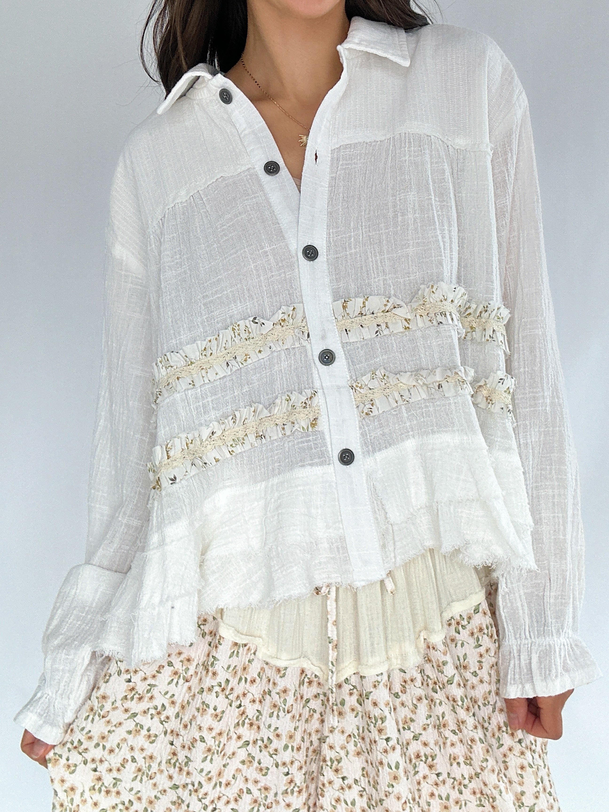 Between Dreams Button Down Top Front