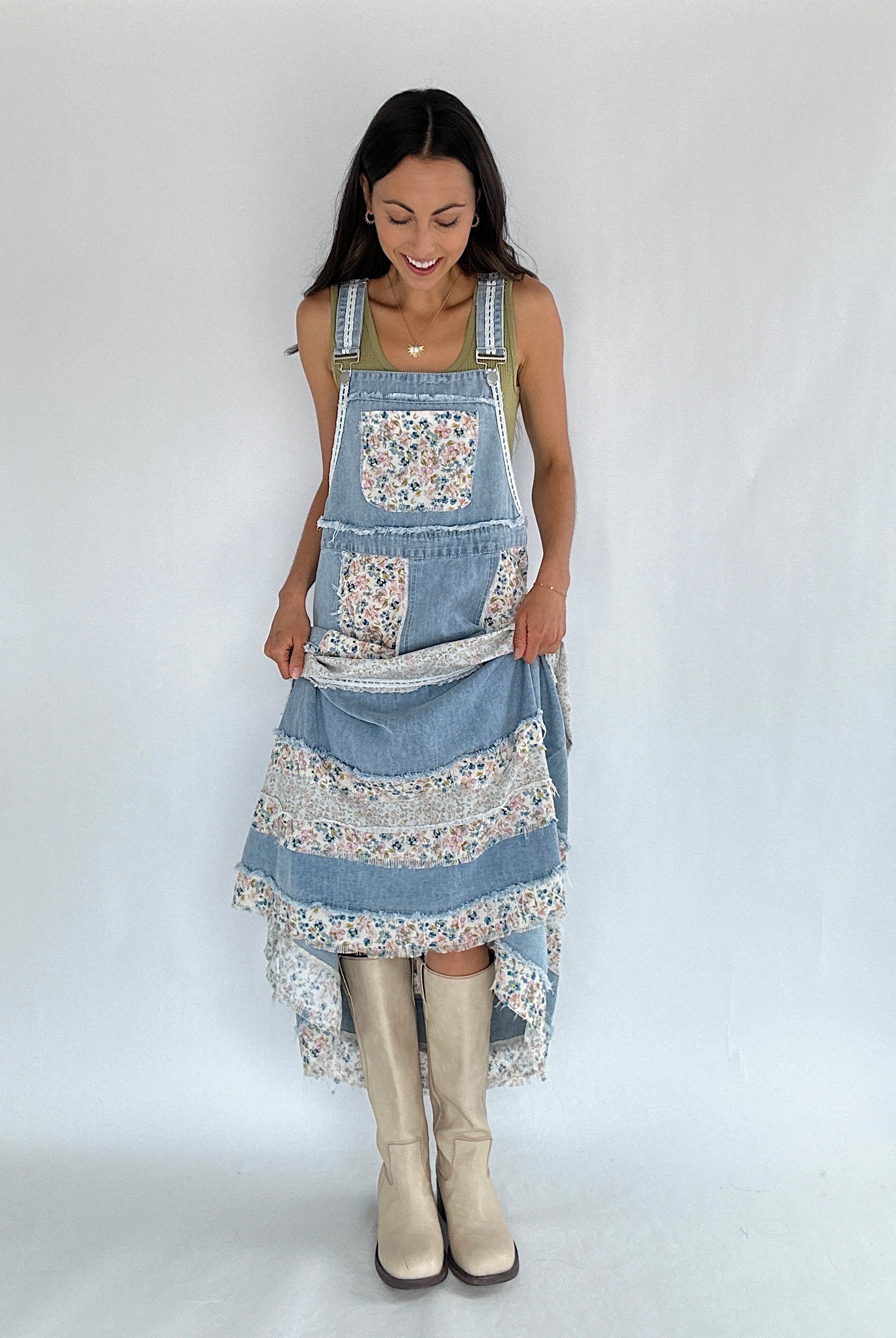 Can You Imagine Overall Dress With Boots