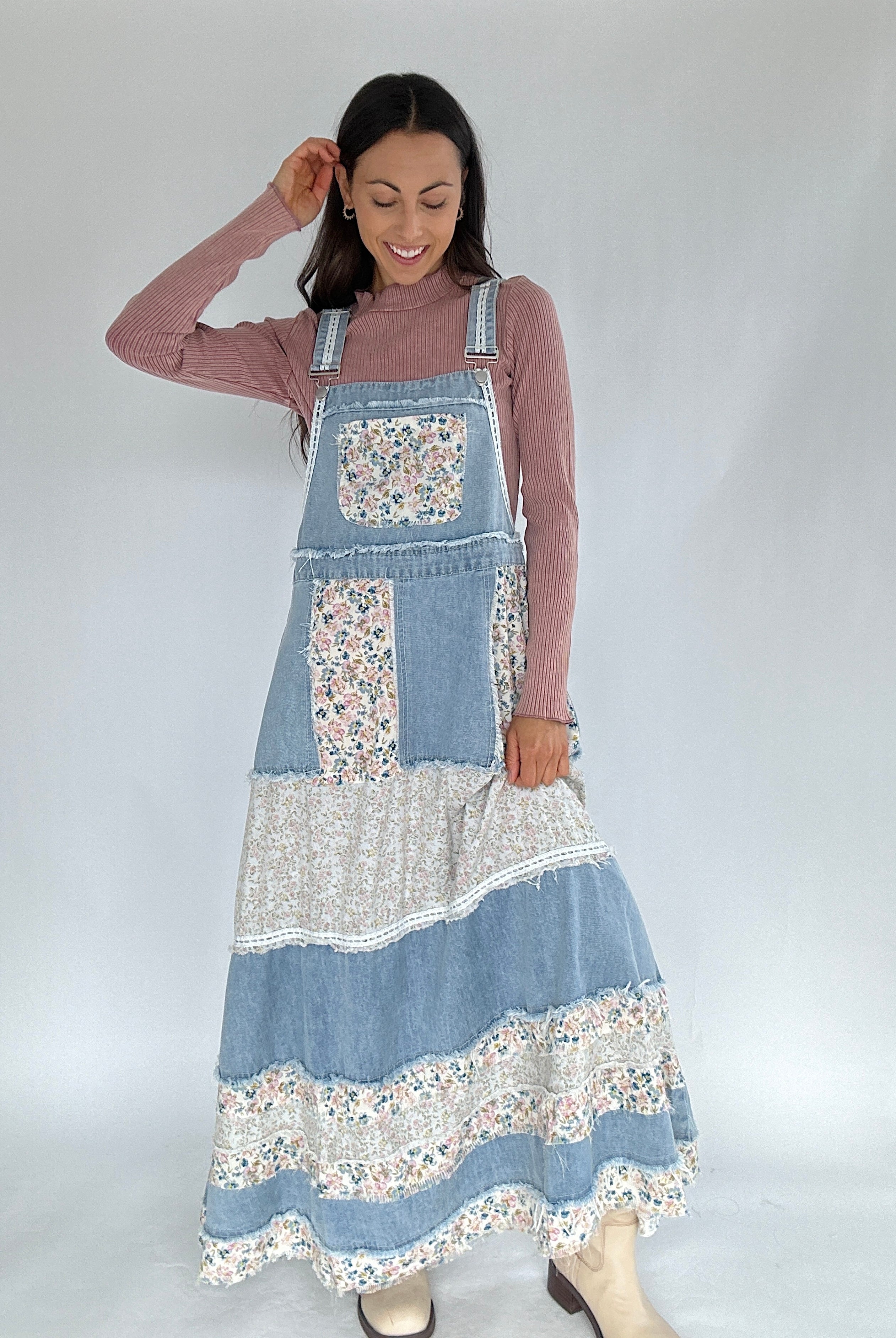 Can You Imagine Overall Dress With Long Sleeve Top