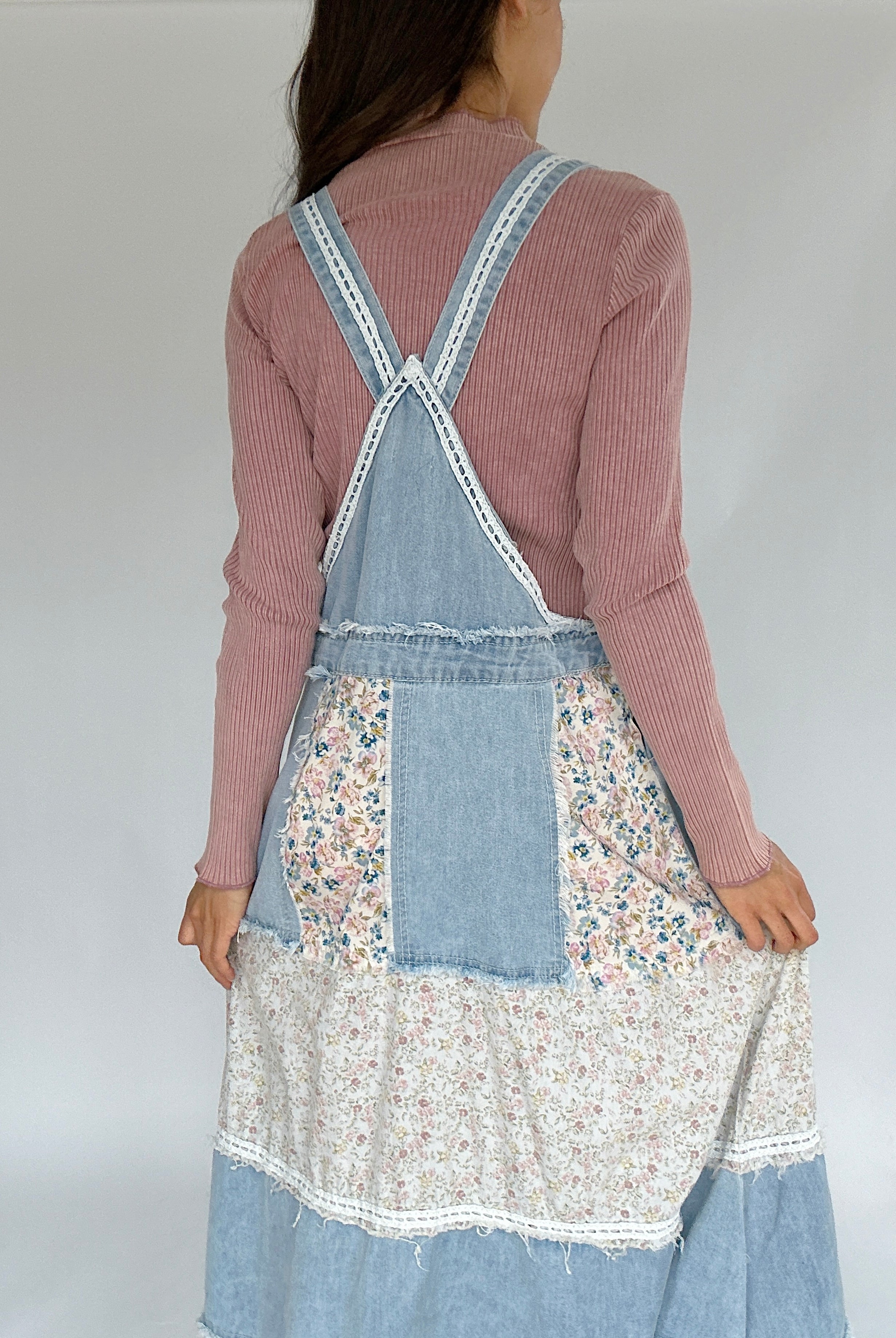Can You Imagine Overall Dress With Long Sleeve Back Detail