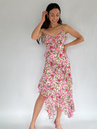 Carmine Rose Ruffled Midi Dress Front