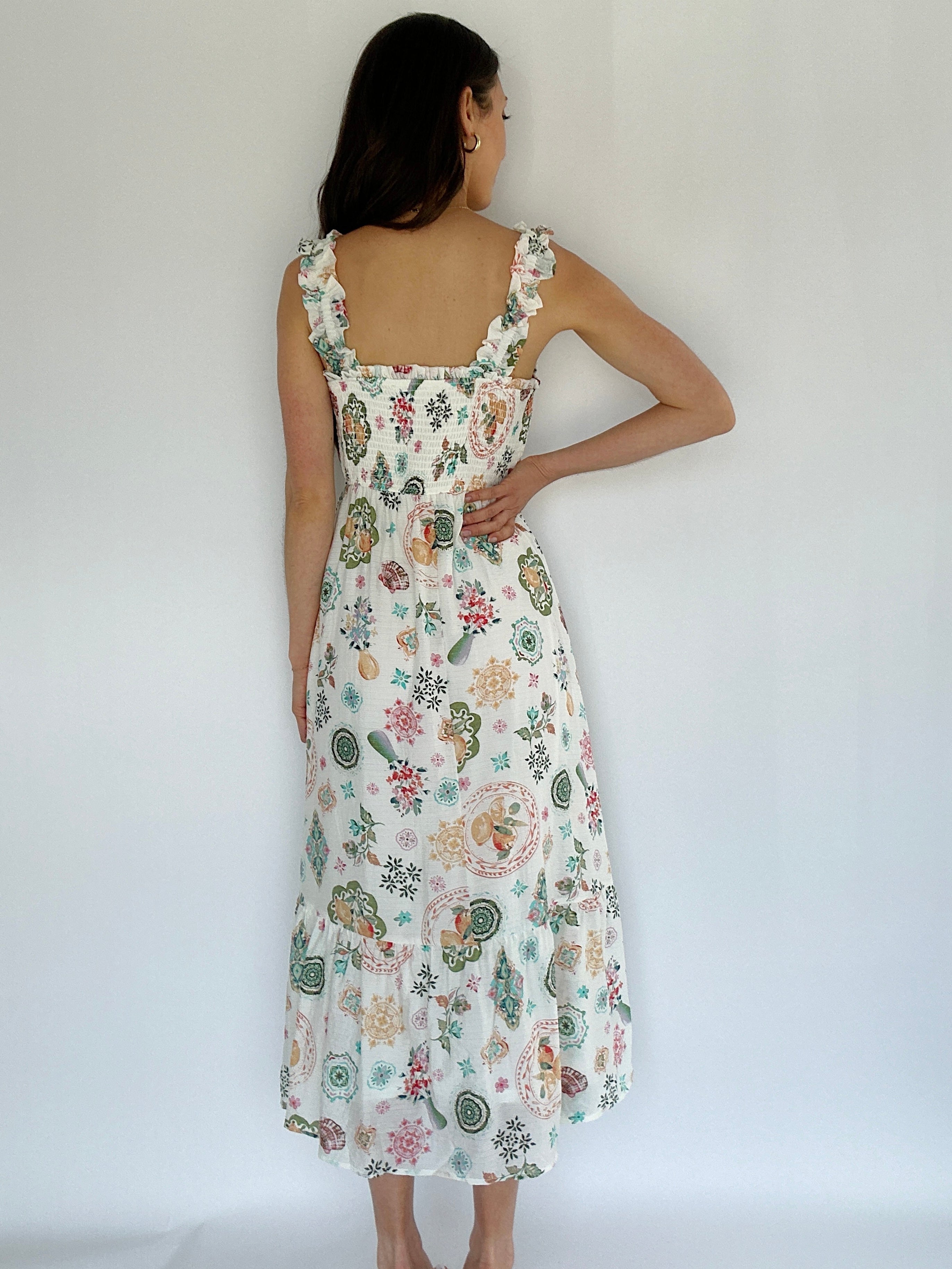 Citrus Garden Midi Dress Back