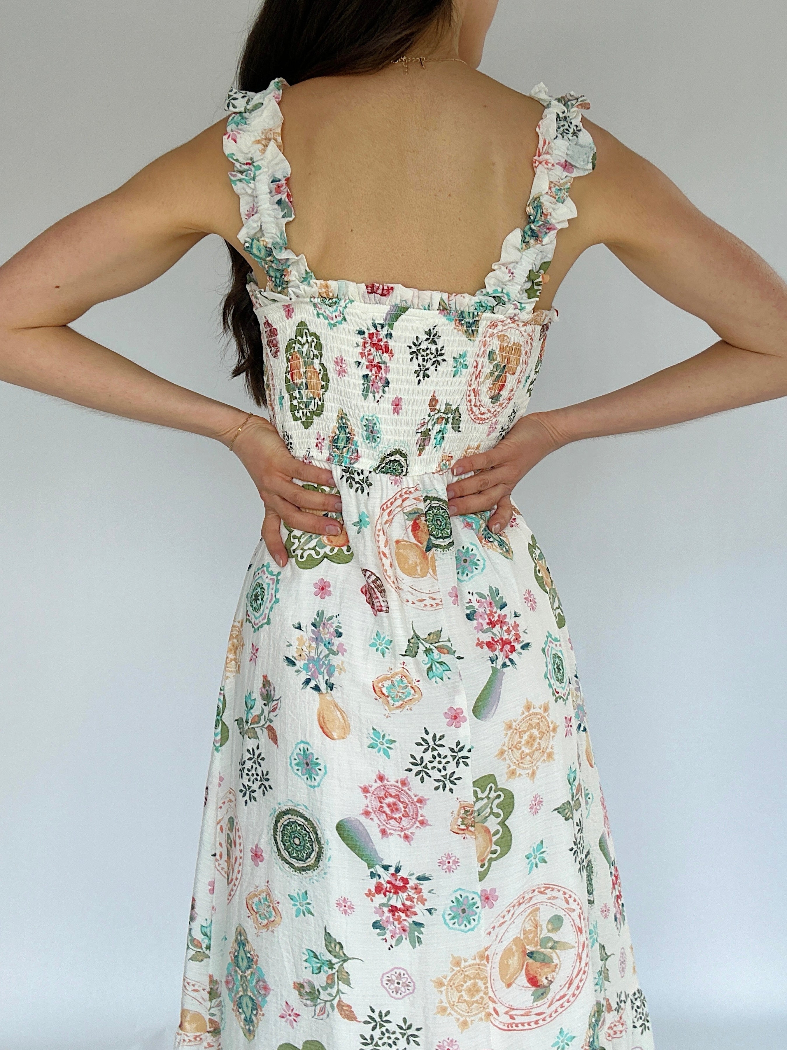 Citrus Garden Midi Dress Back
