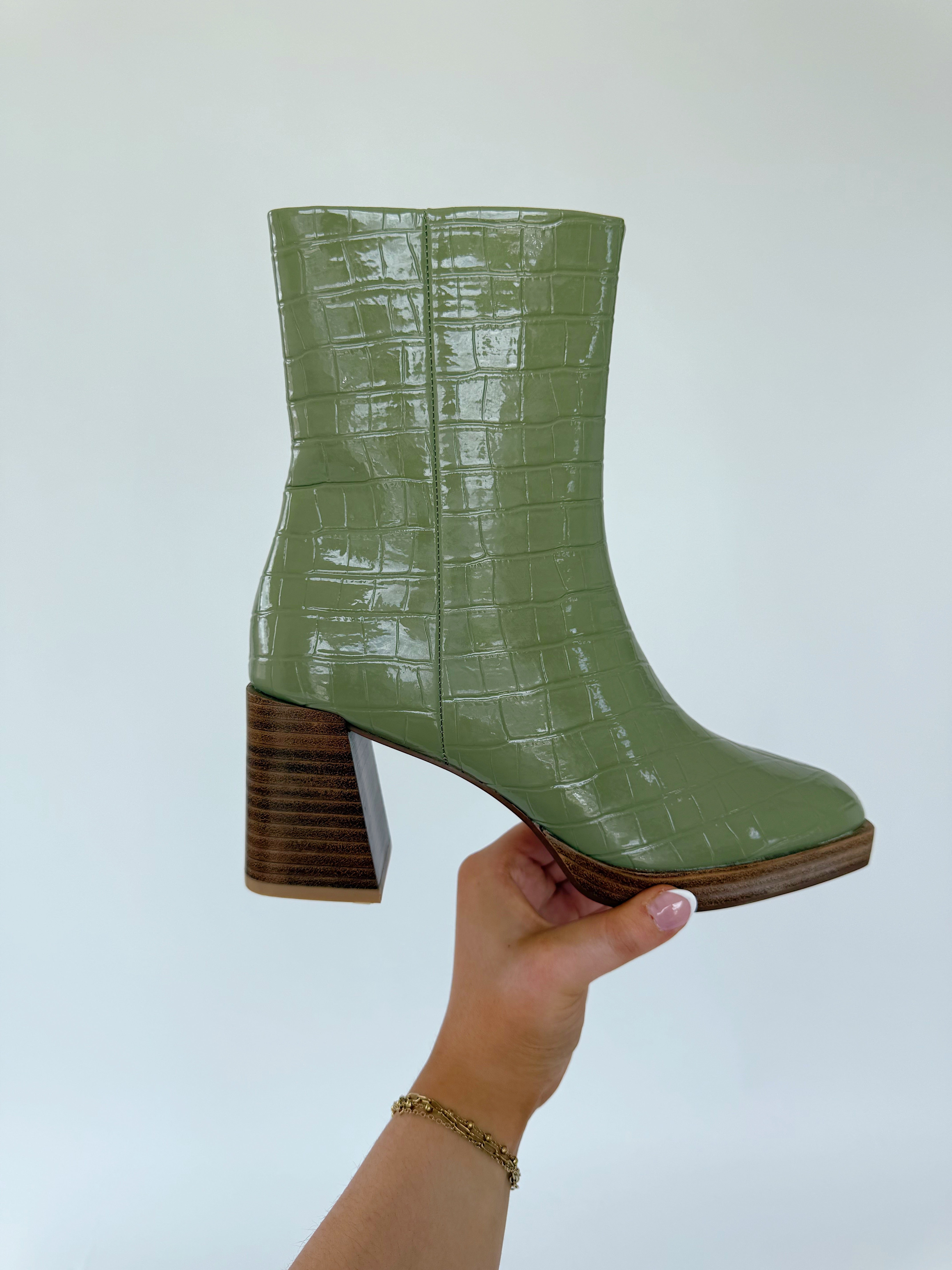 Danica Bootie Olive Green Side