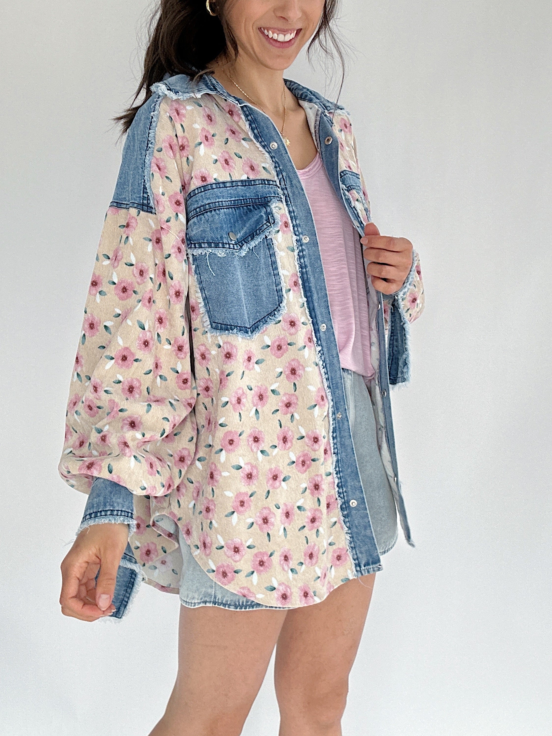 Day One Floral Corduroy Jacket Side