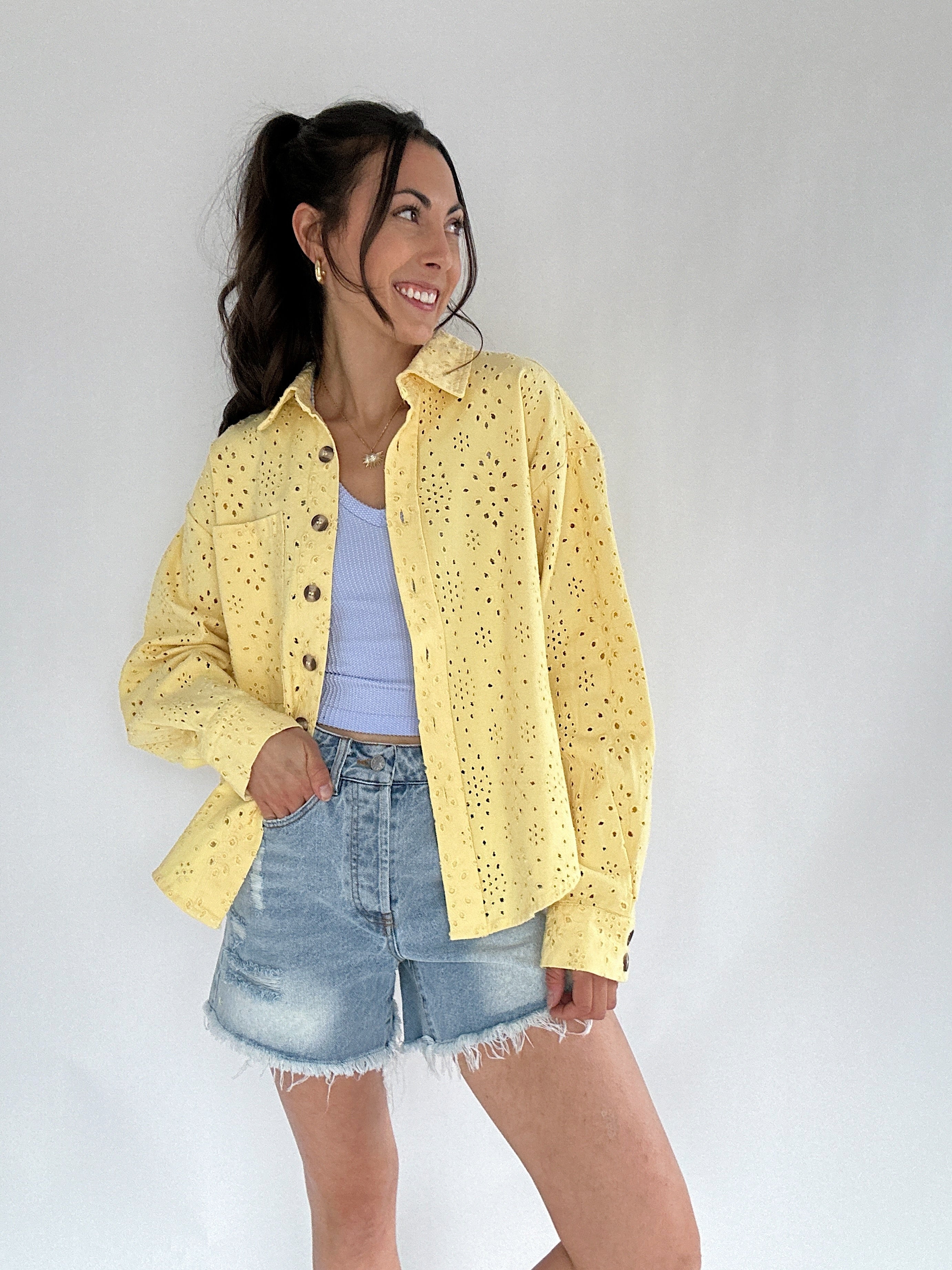 Donny Eyelet Jacket Lemon