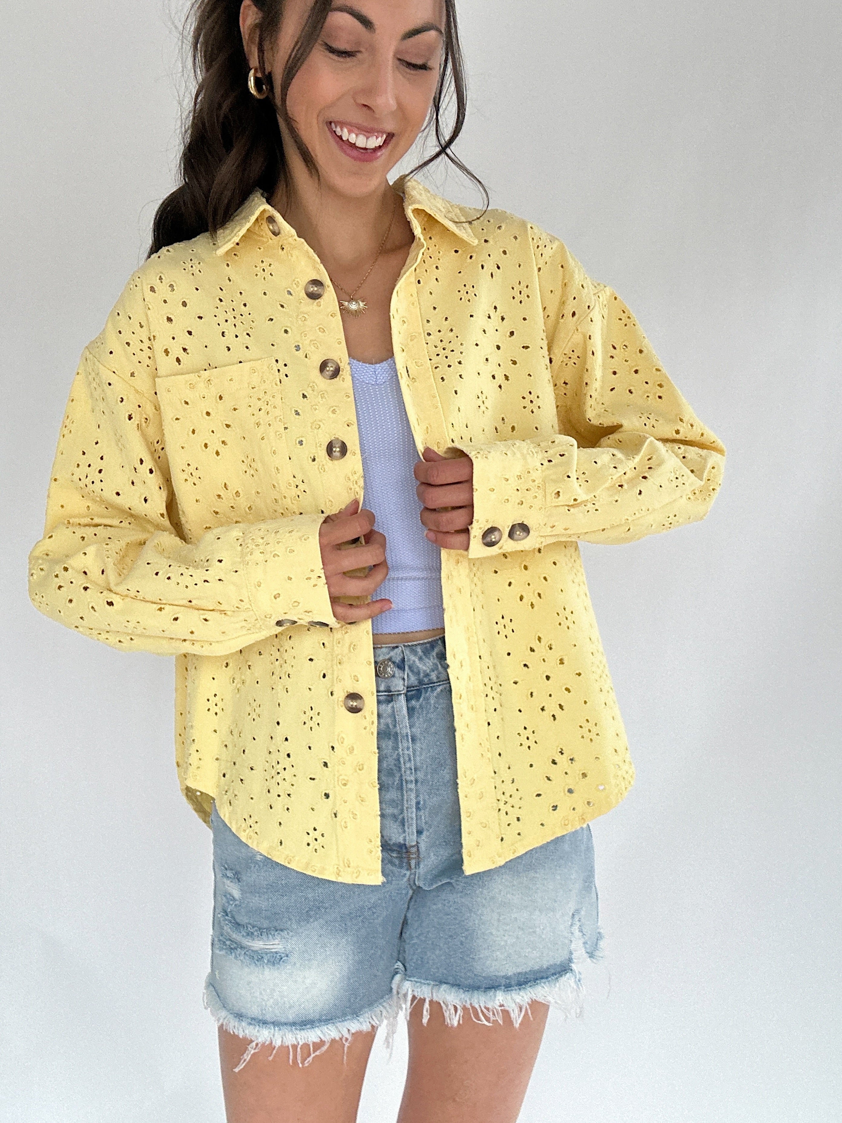 Donny Eyelet Jacket Lemon
