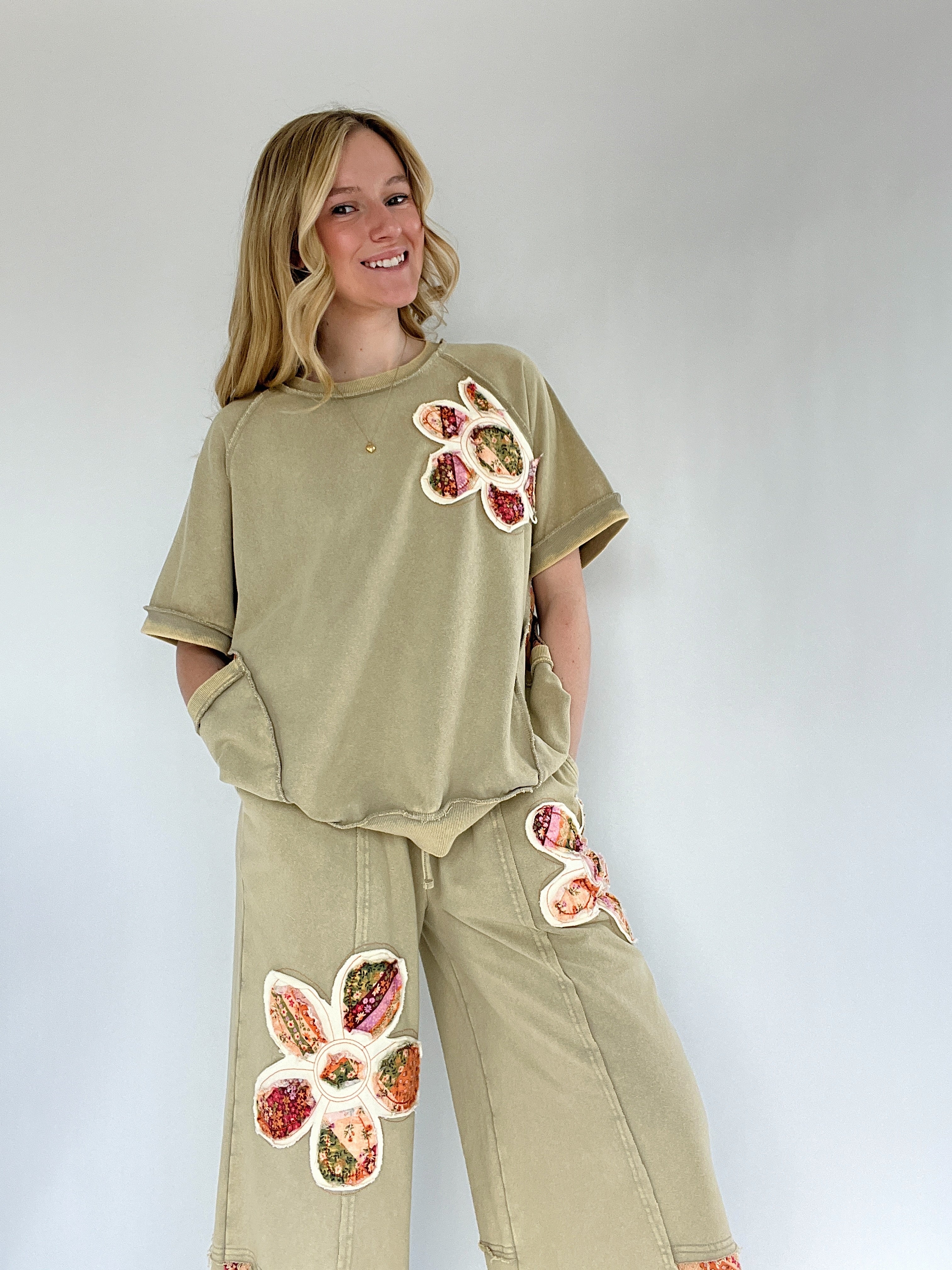 Dream Land Pullover Top Olive Front