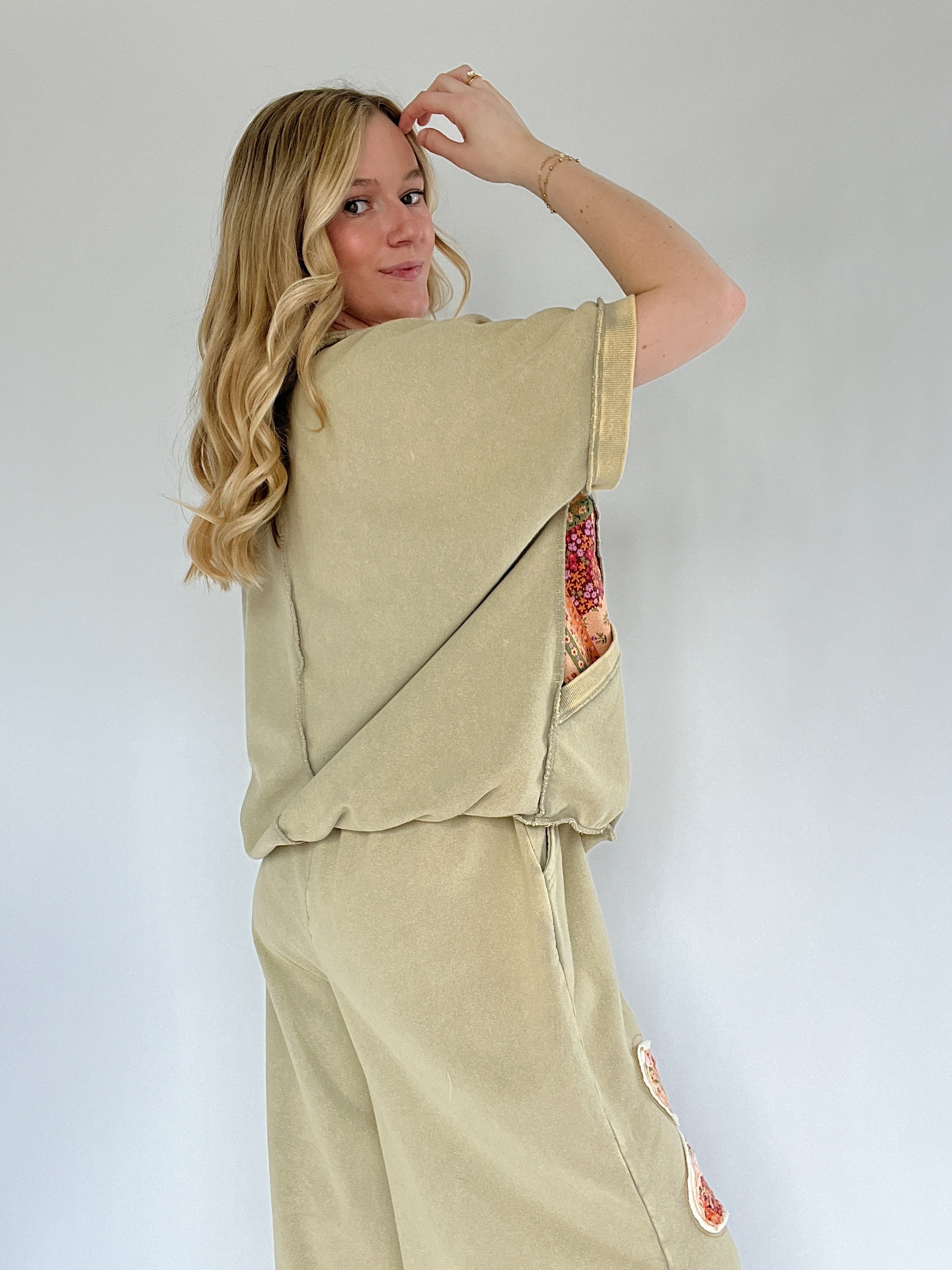 Dream Land Pullover Top Olive Side