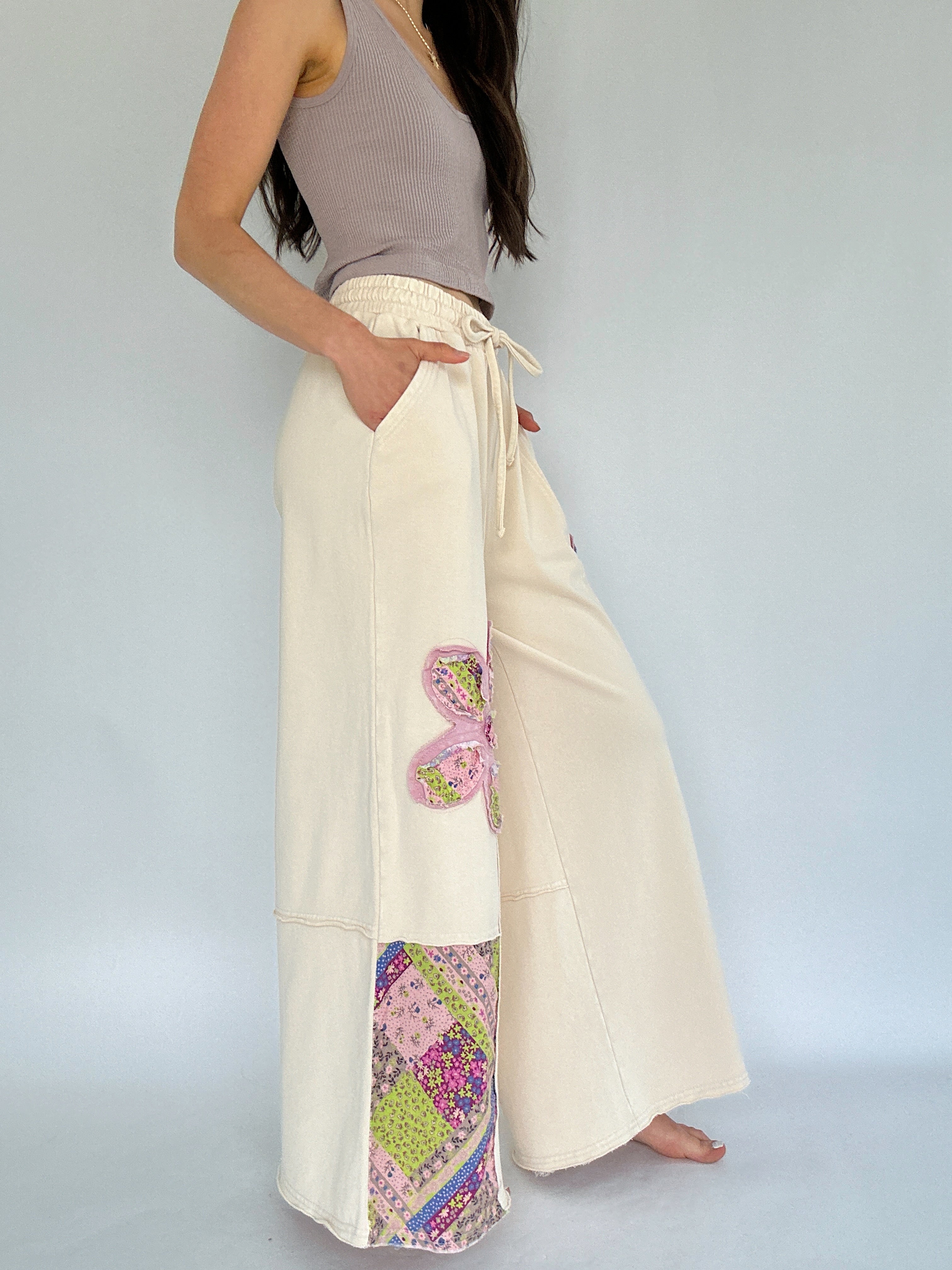 Dream Land Wide Leg Pants Ecru Side
