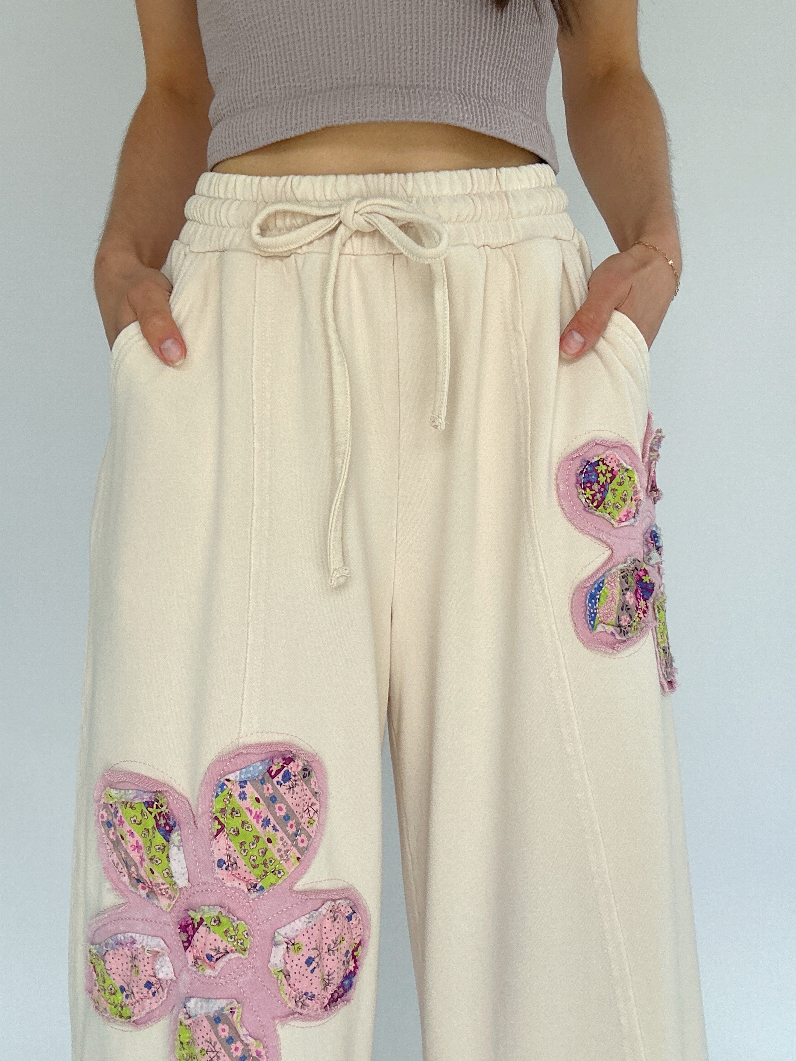 Dream Land Wide Leg Pants Ecru Waist