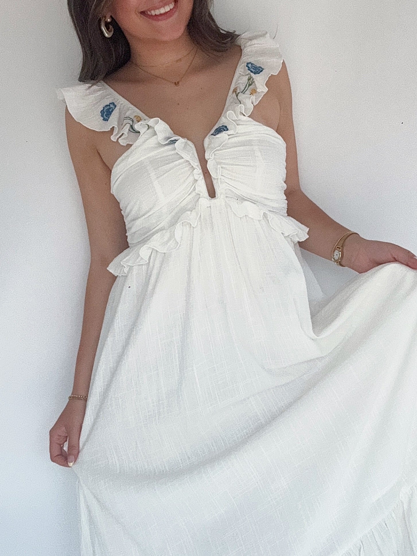 Elina Embroidered Maxi Dress Top