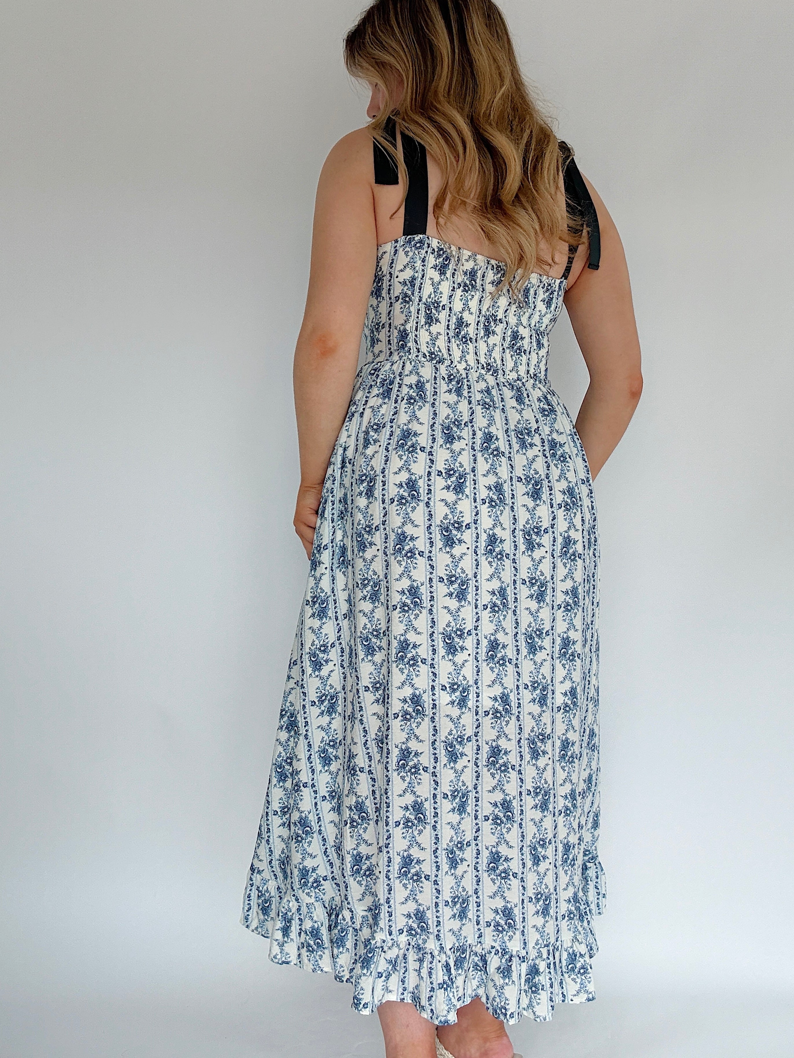 Evangeline Floral Midi Dress Back