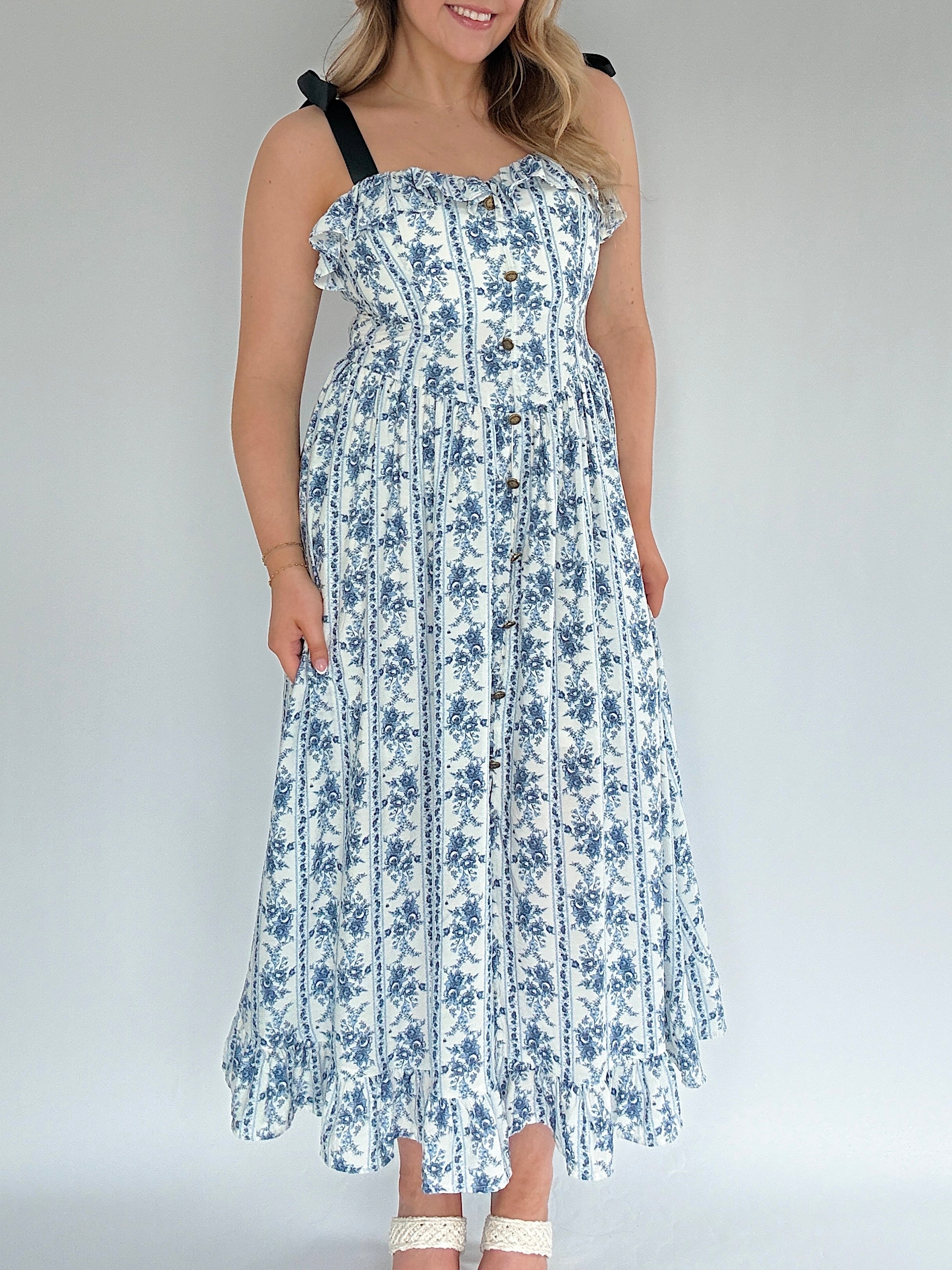 Evangeline Floral Midi Dress Front