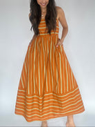 Fault Line Midi Dress Rust With Pockets