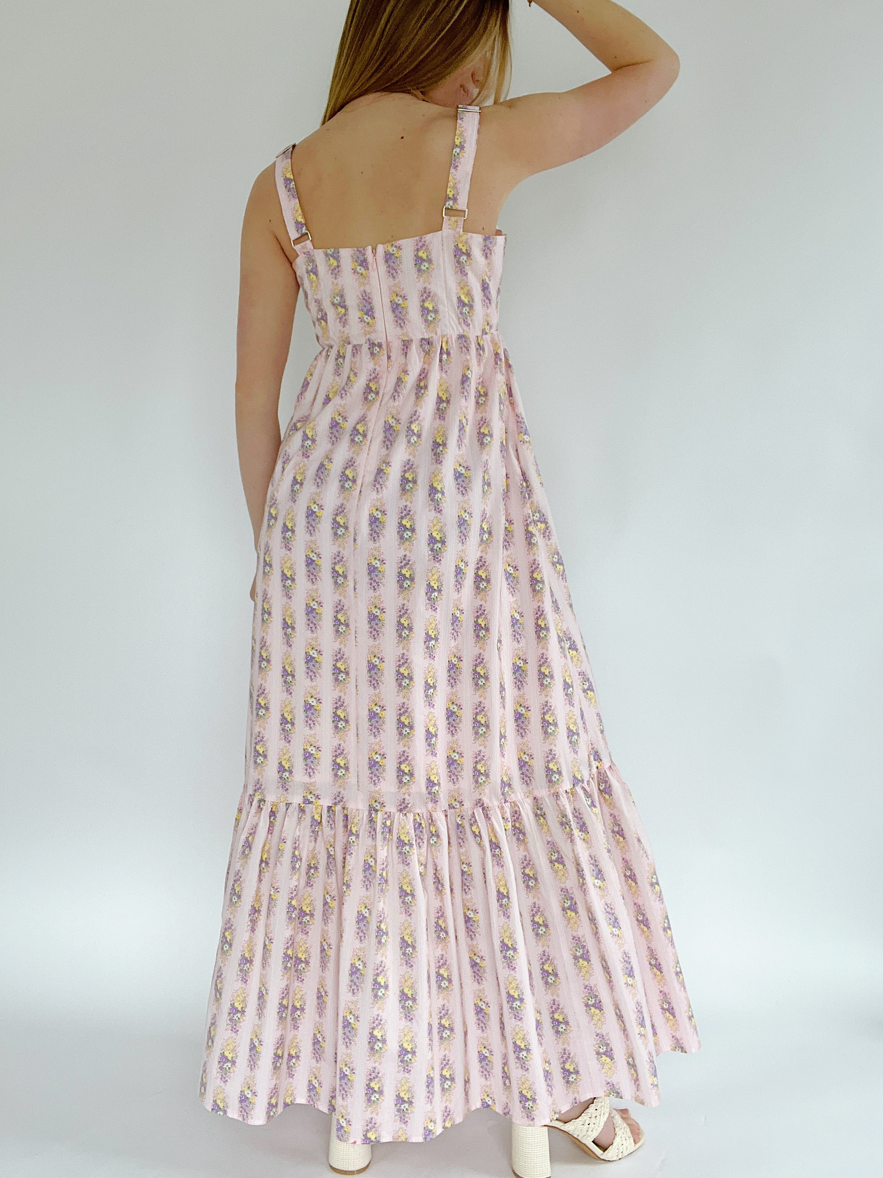 Flower Bouquet Maxi Dress Back