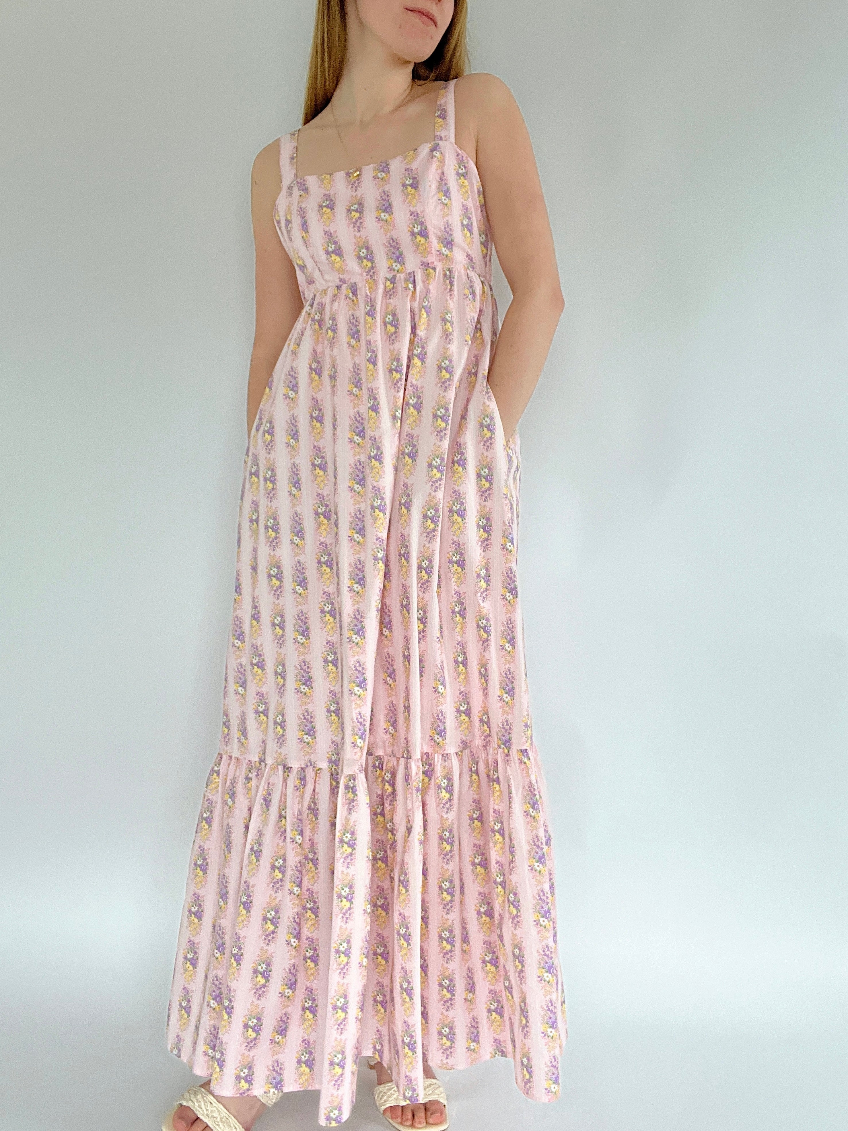 Flower Bouquet Maxi Dress Pockets