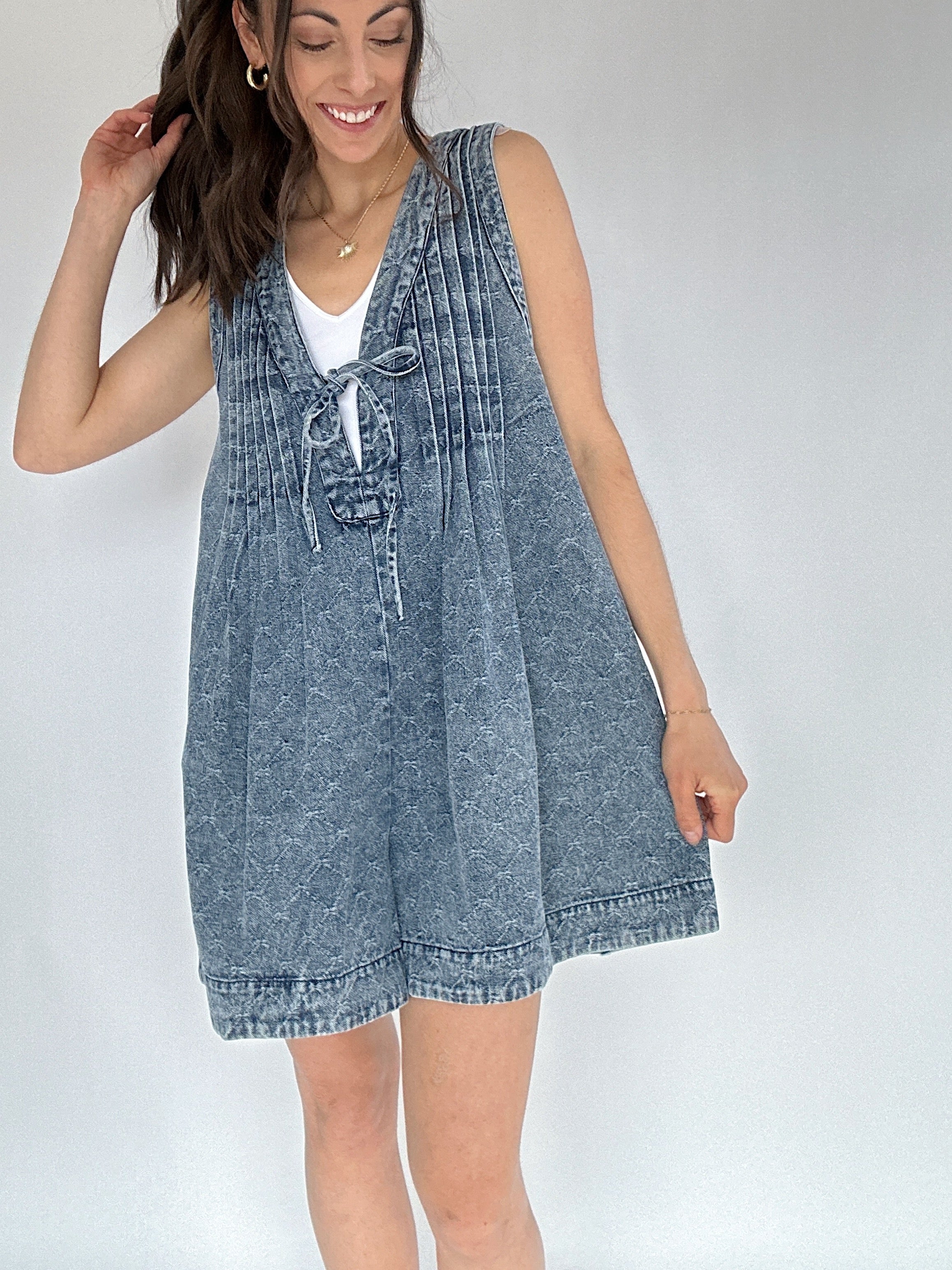Langley Denim Romper Front
