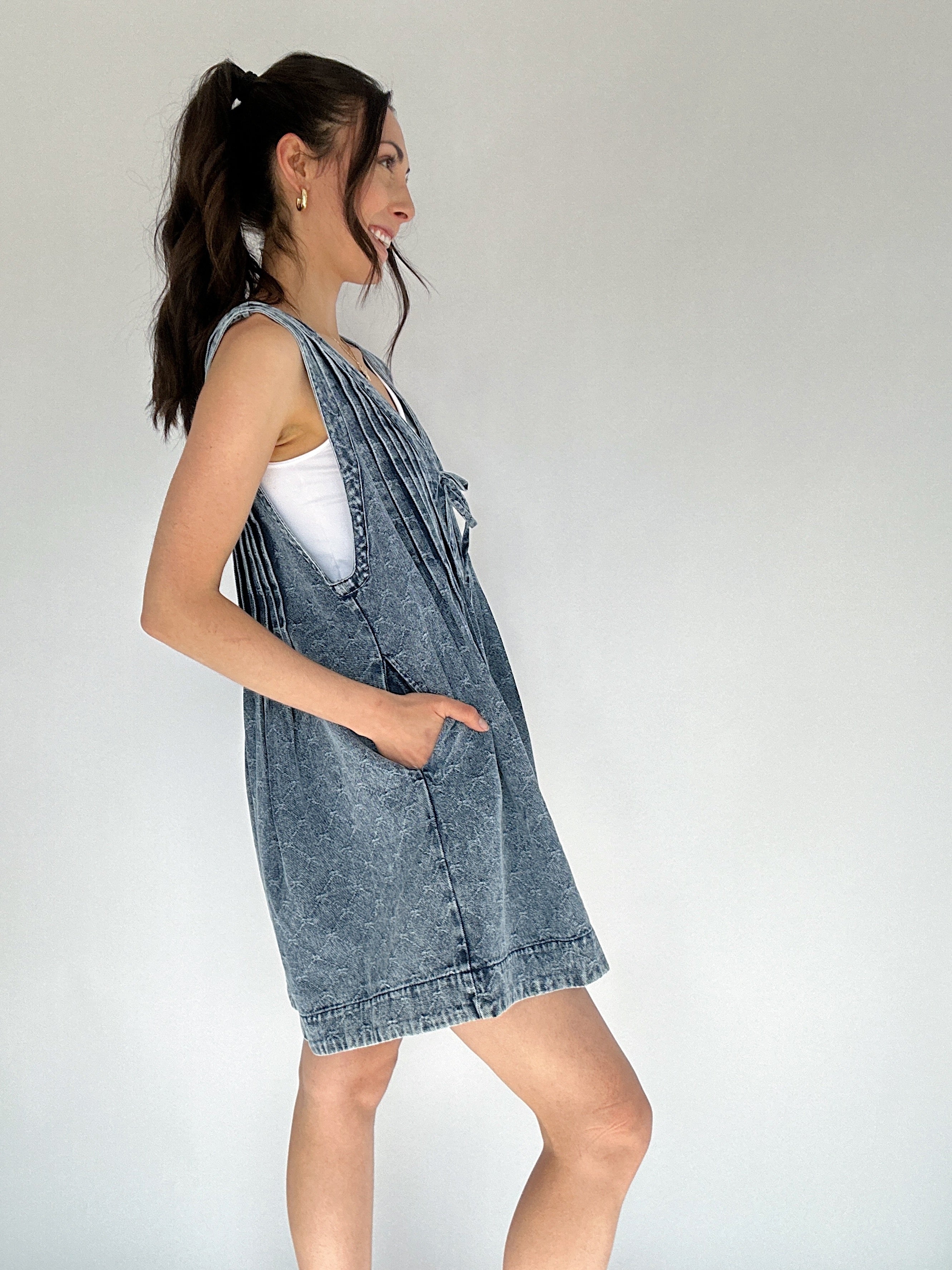 Langley Denim Romper Side