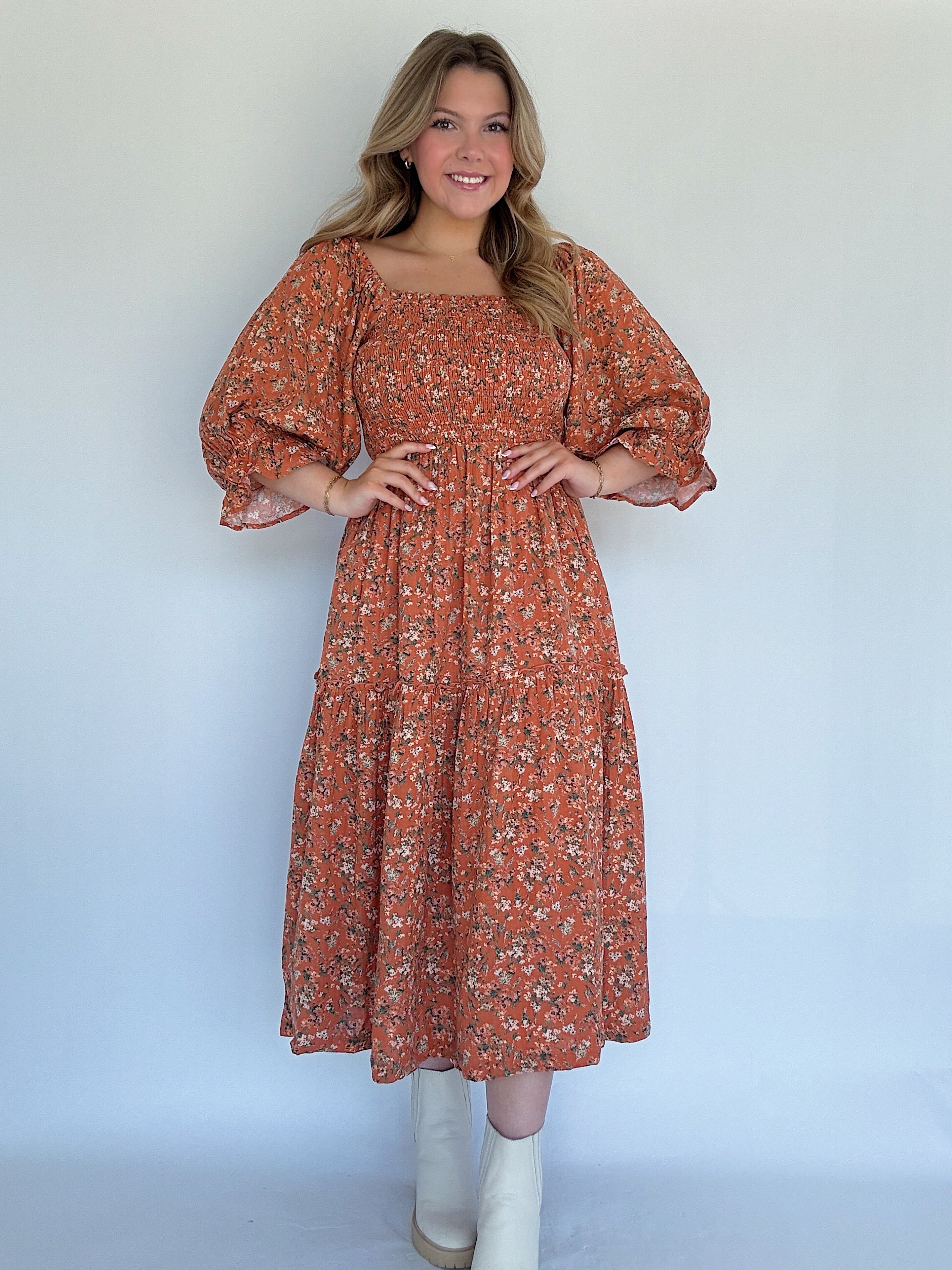 Lorin Floral Midi Dress Front