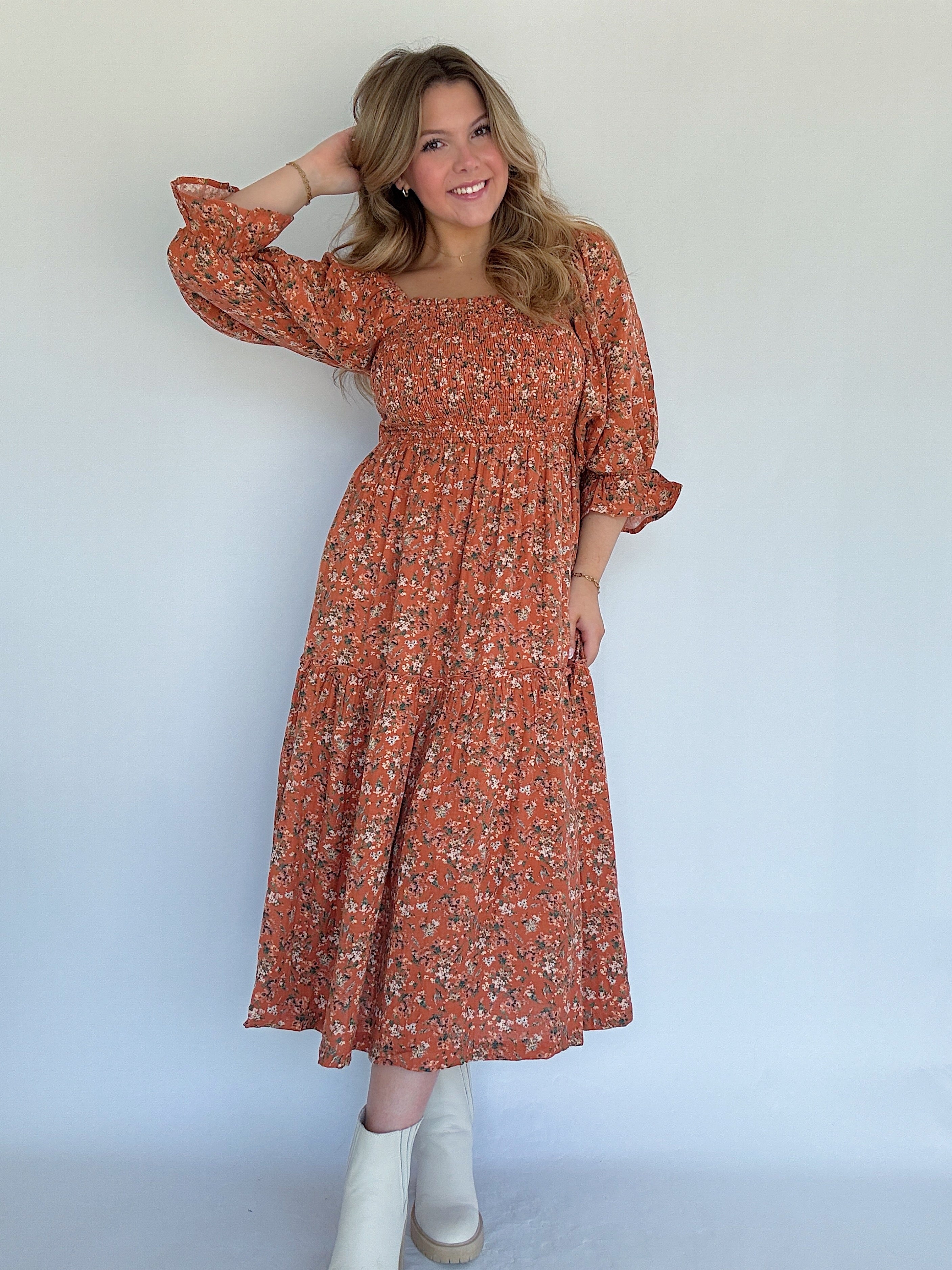 Lorin Floral Midi Dress Front