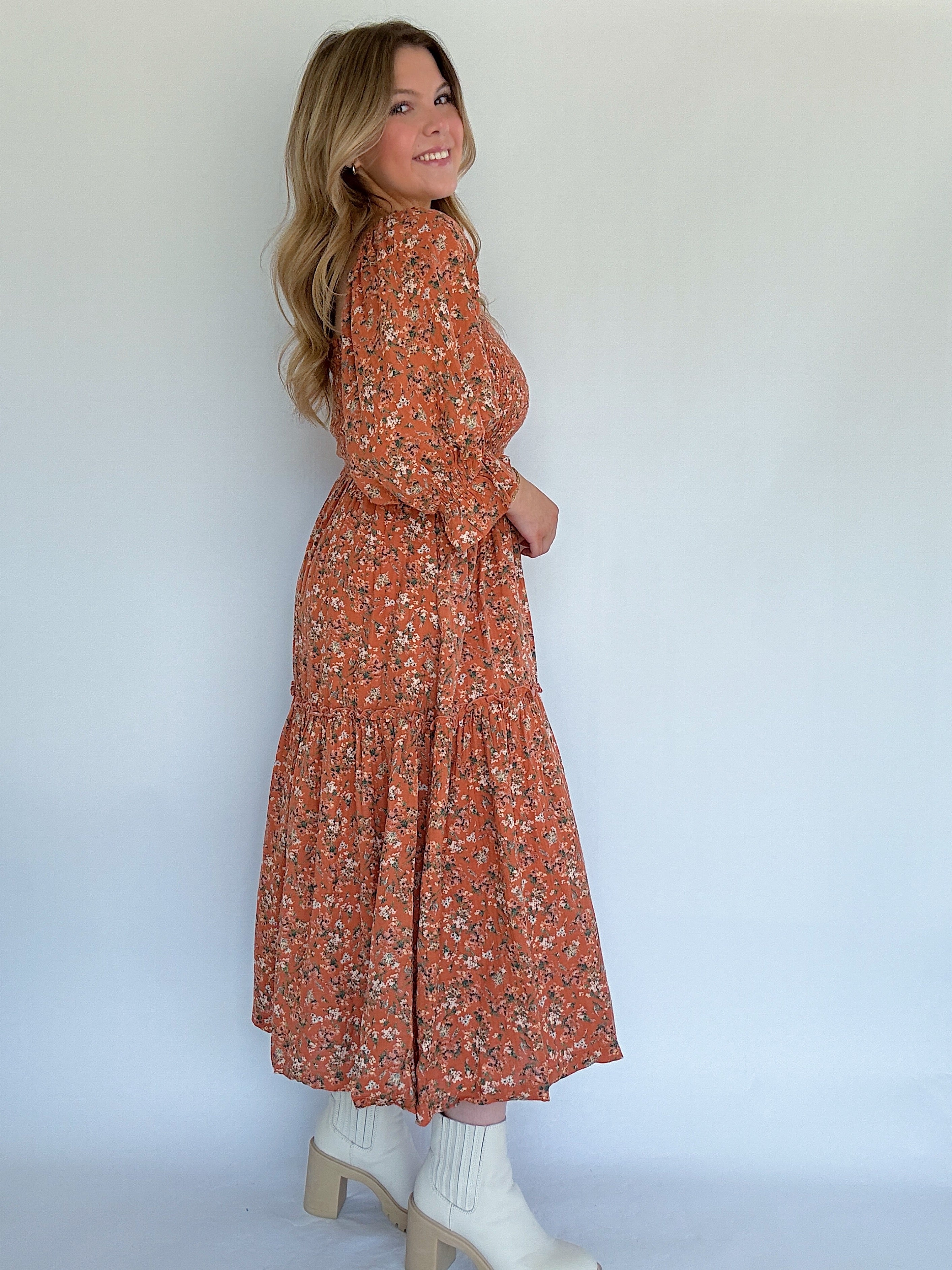 Lorin Floral Midi Dress Side