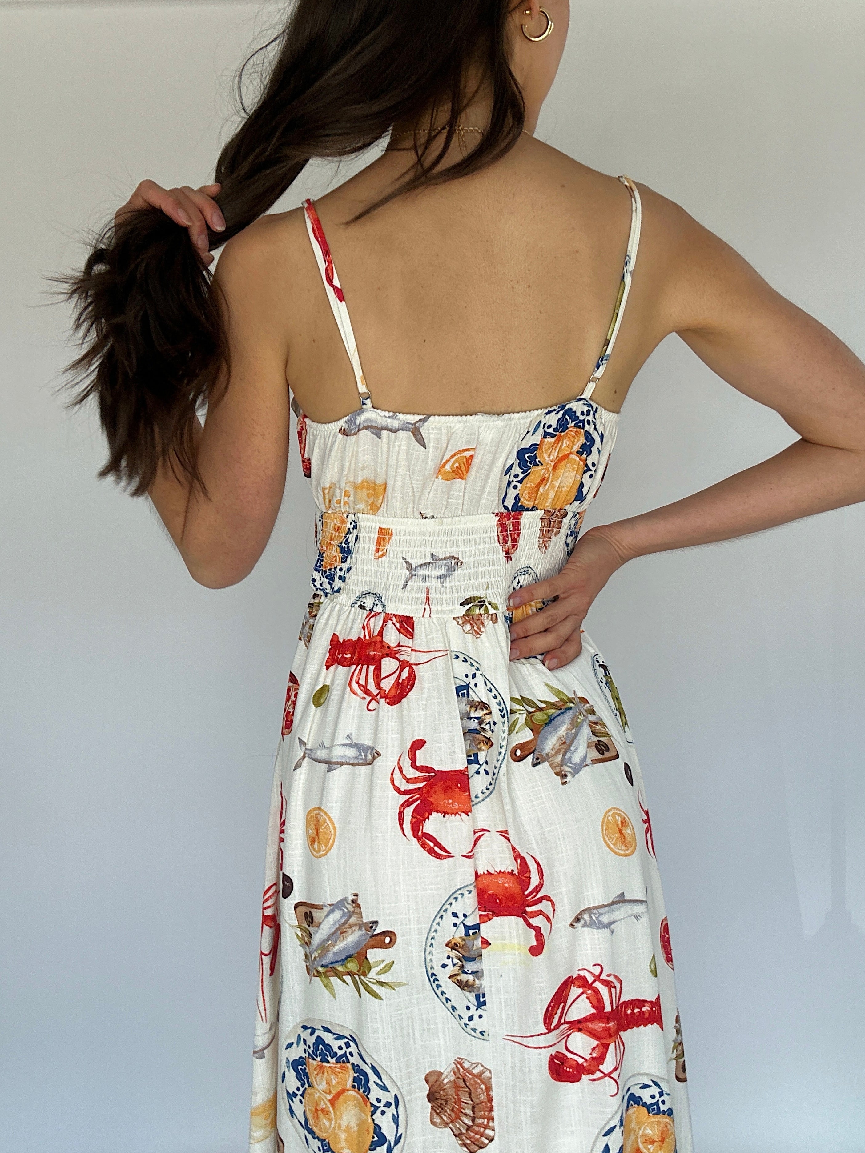 Lunch By The Sea Midi Dress Back Detail