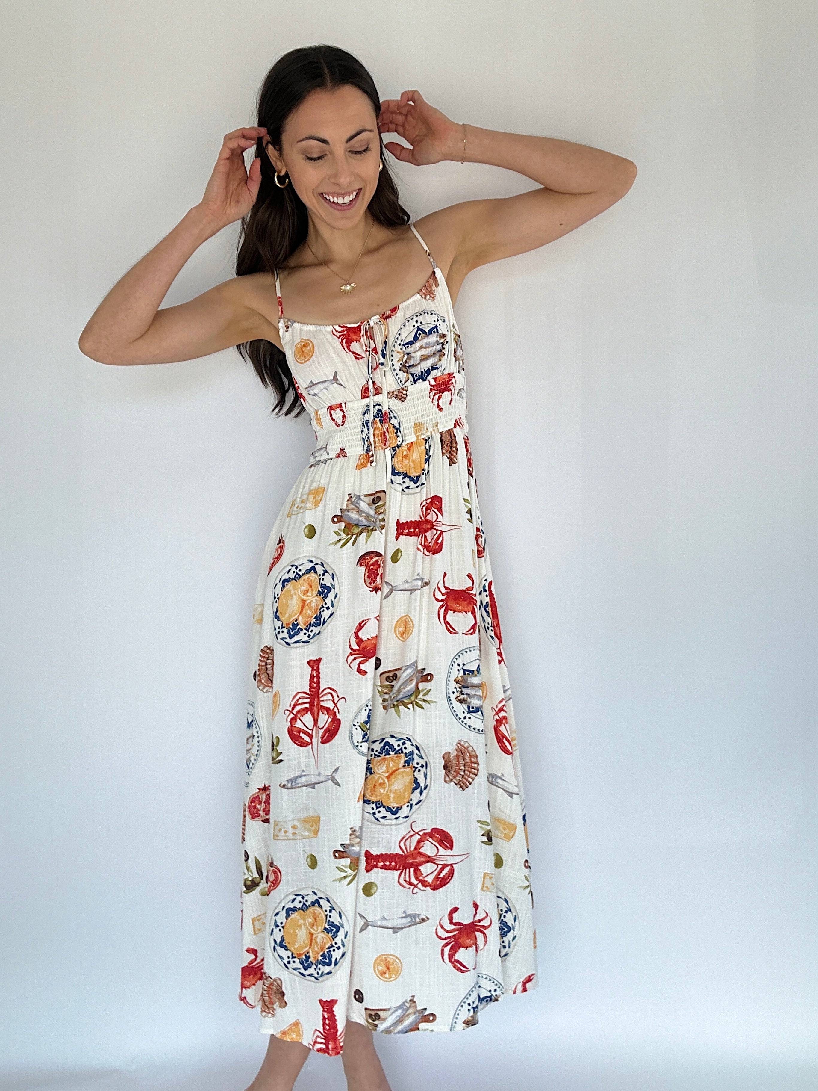 Lunch By The Sea Midi Dress Front