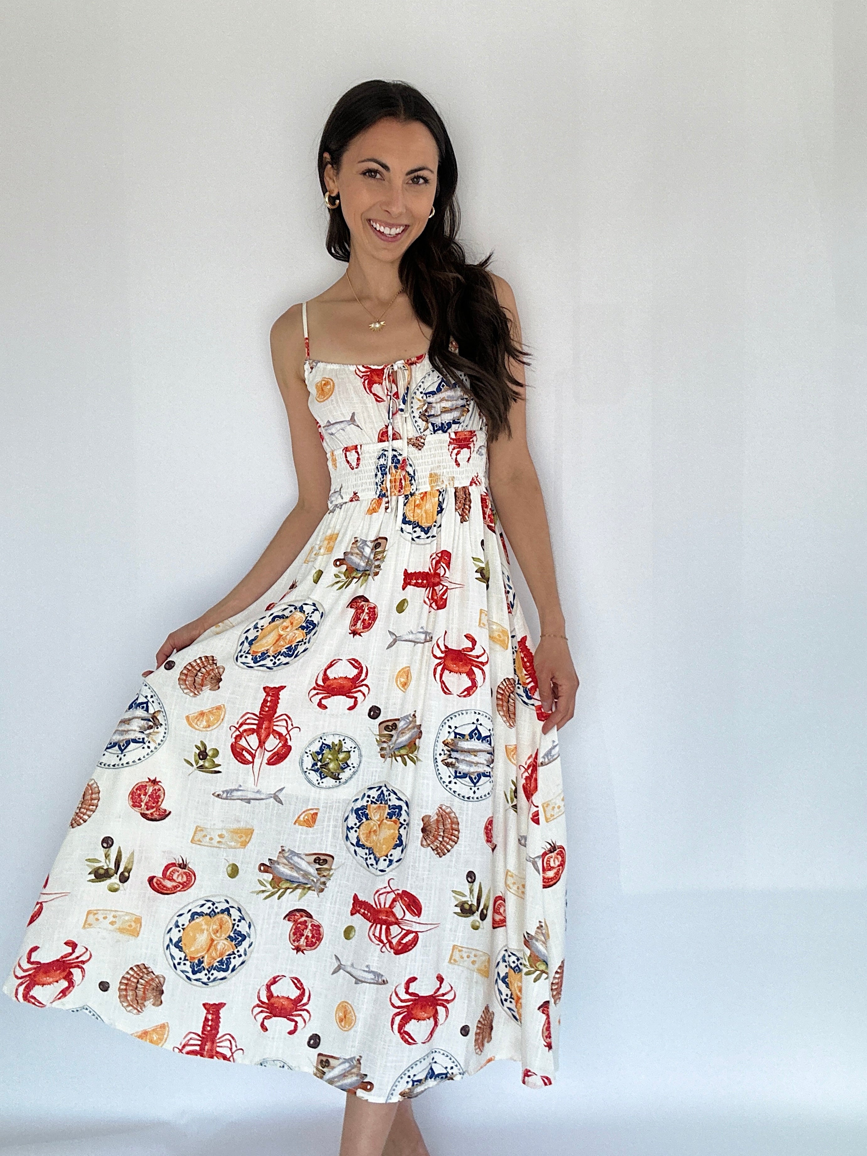 Lunch By The Sea Midi Dress Front