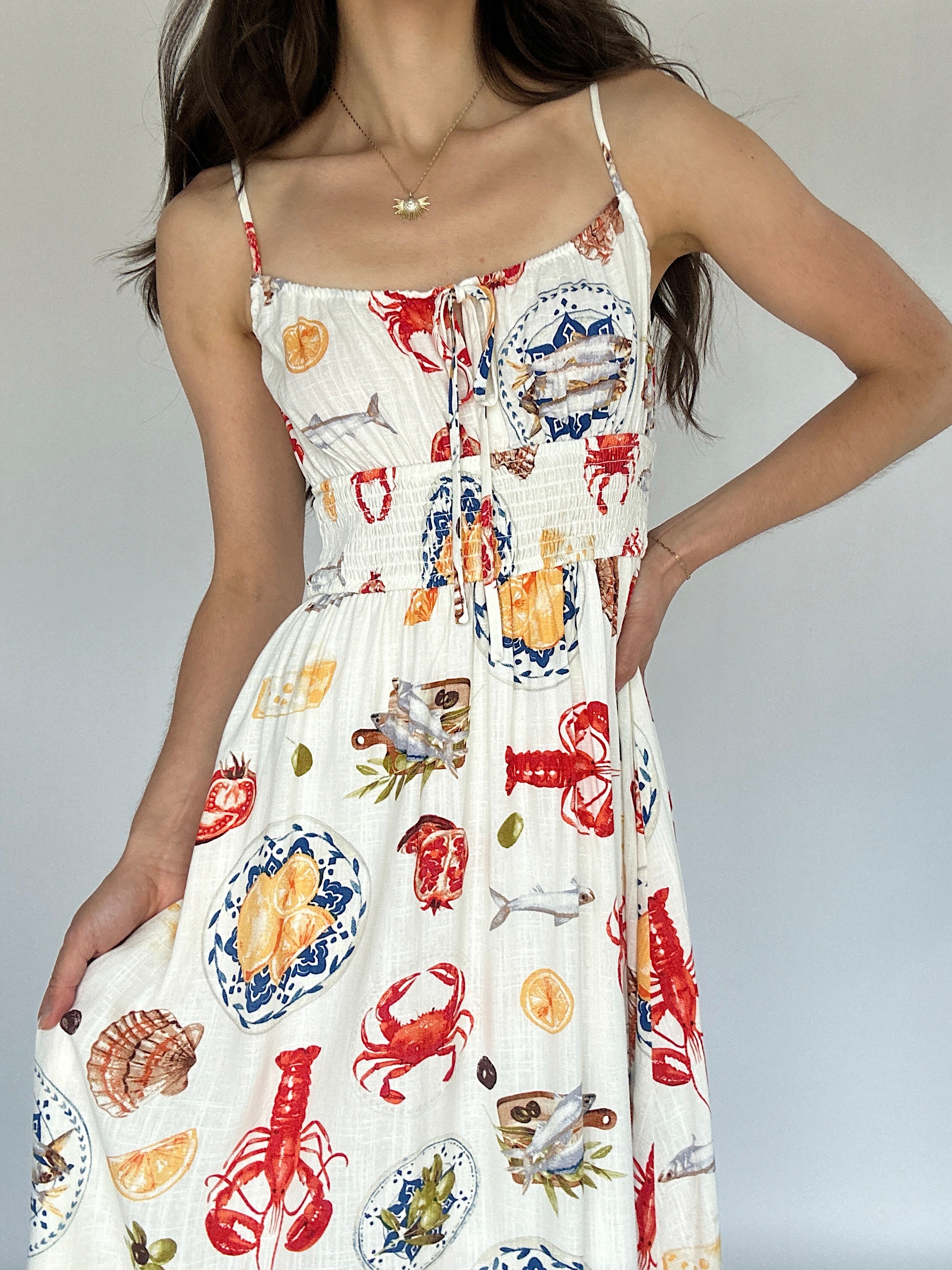 Lunch By The Sea Midi Dress top Detail
