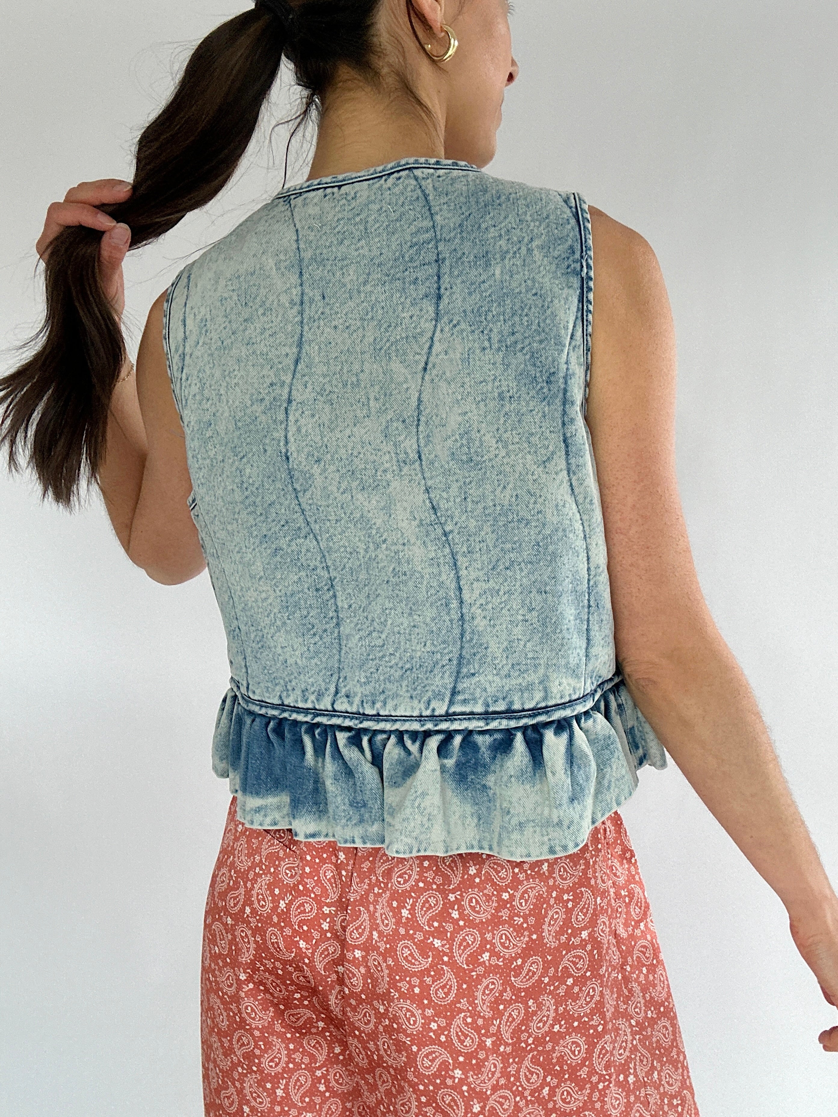 Maeson Ruffle Denim Vest Back