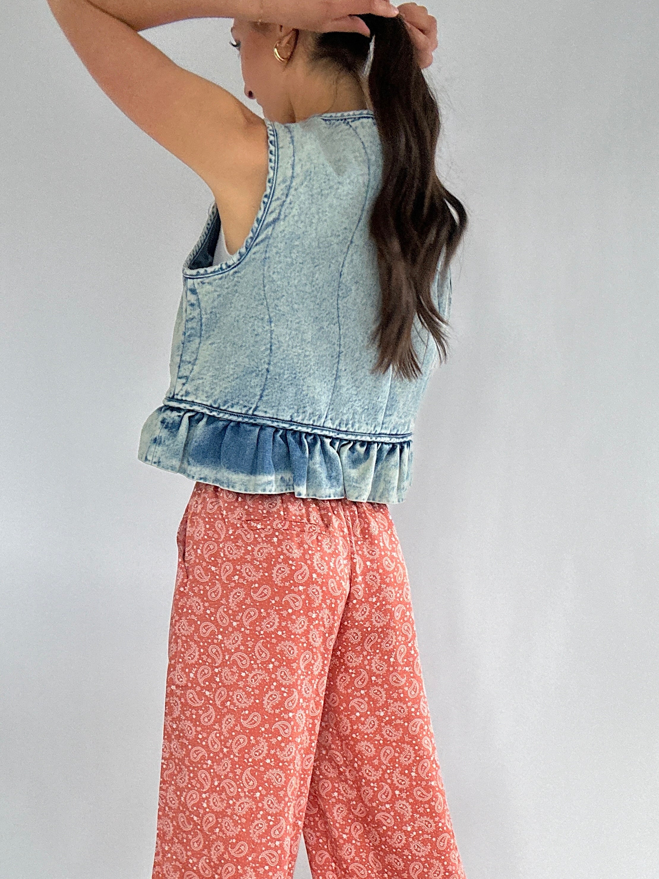 Maeson Ruffle Denim Vest Side