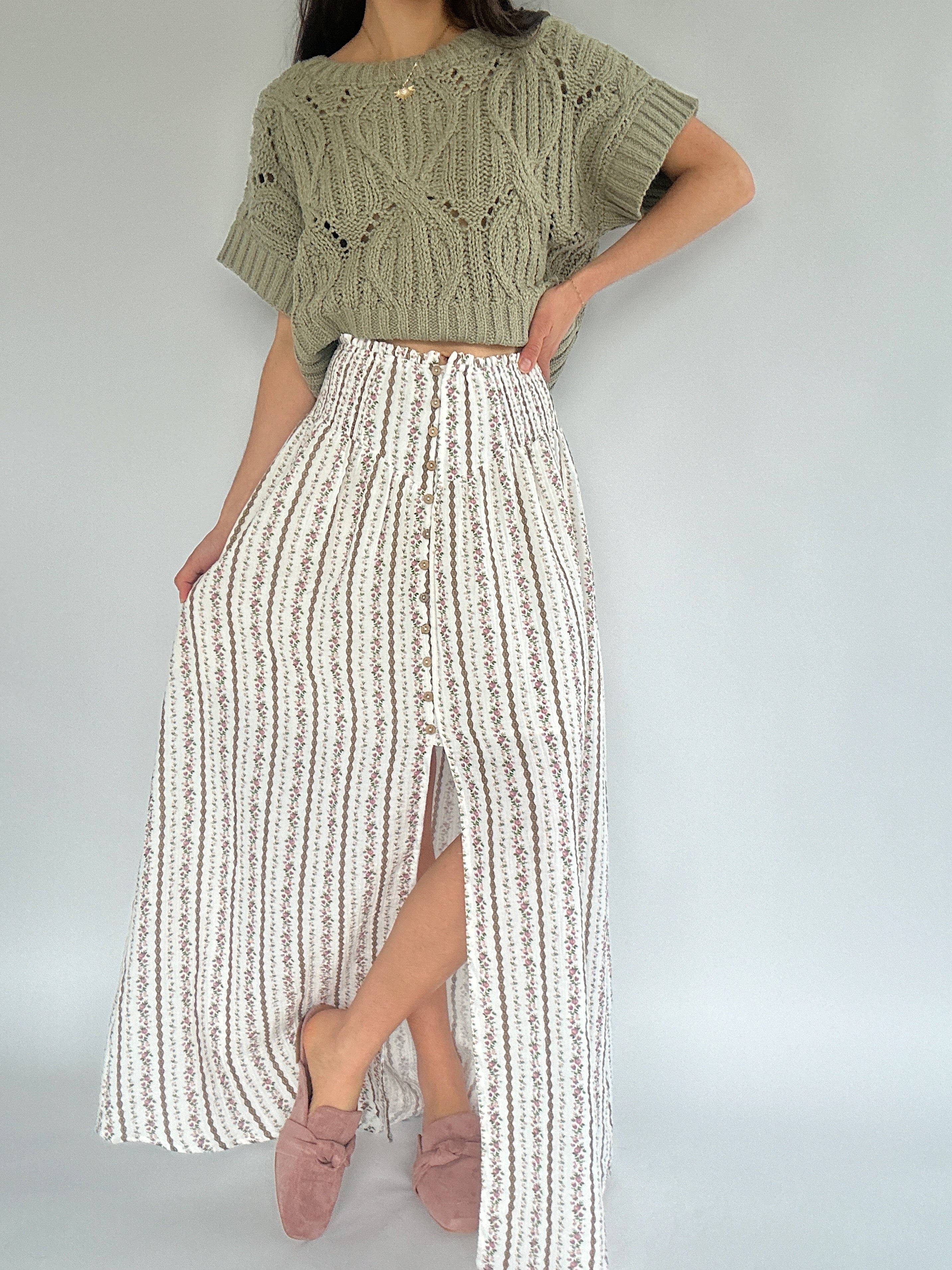 Memoir Floral Maxi Skirt - Cream