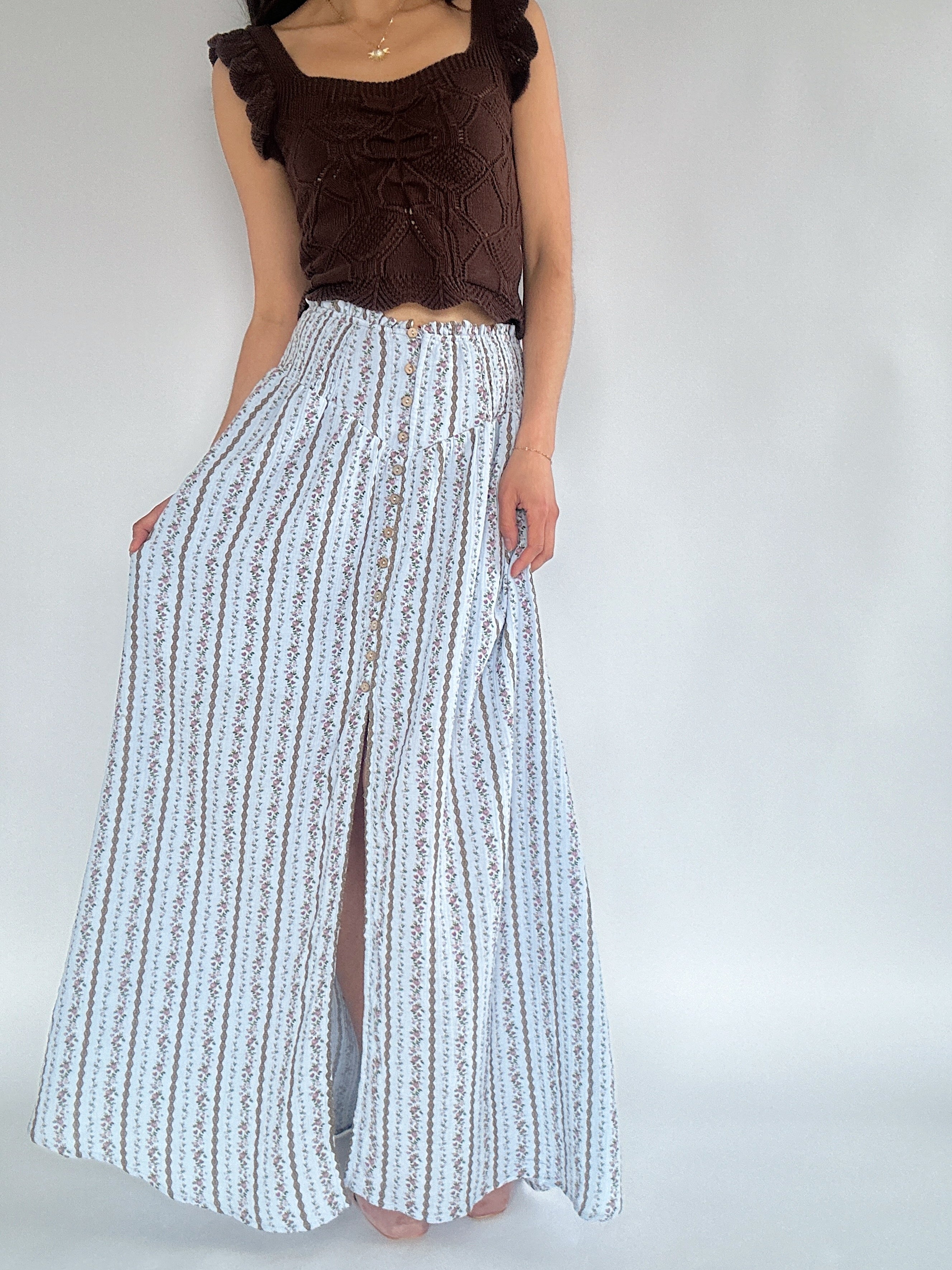 Memoir Floral Maxi Skirt - Periwinkle