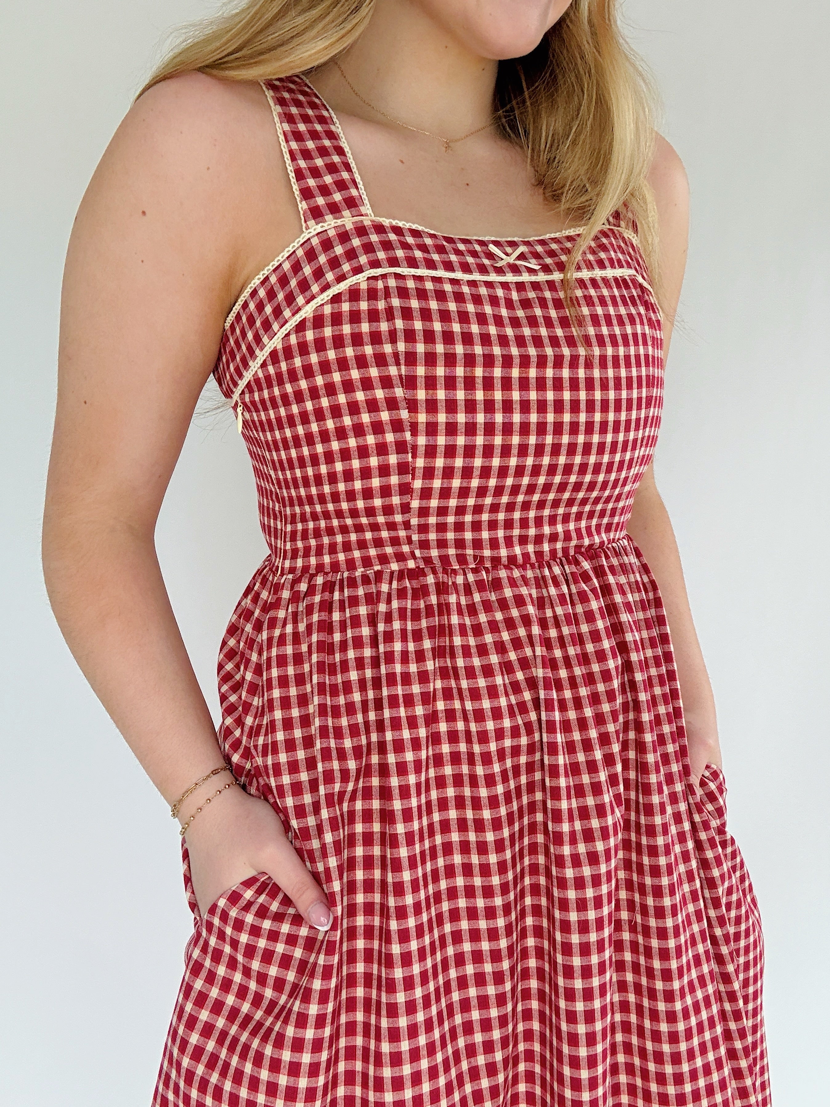 Miley Gingham Midi Dress Top