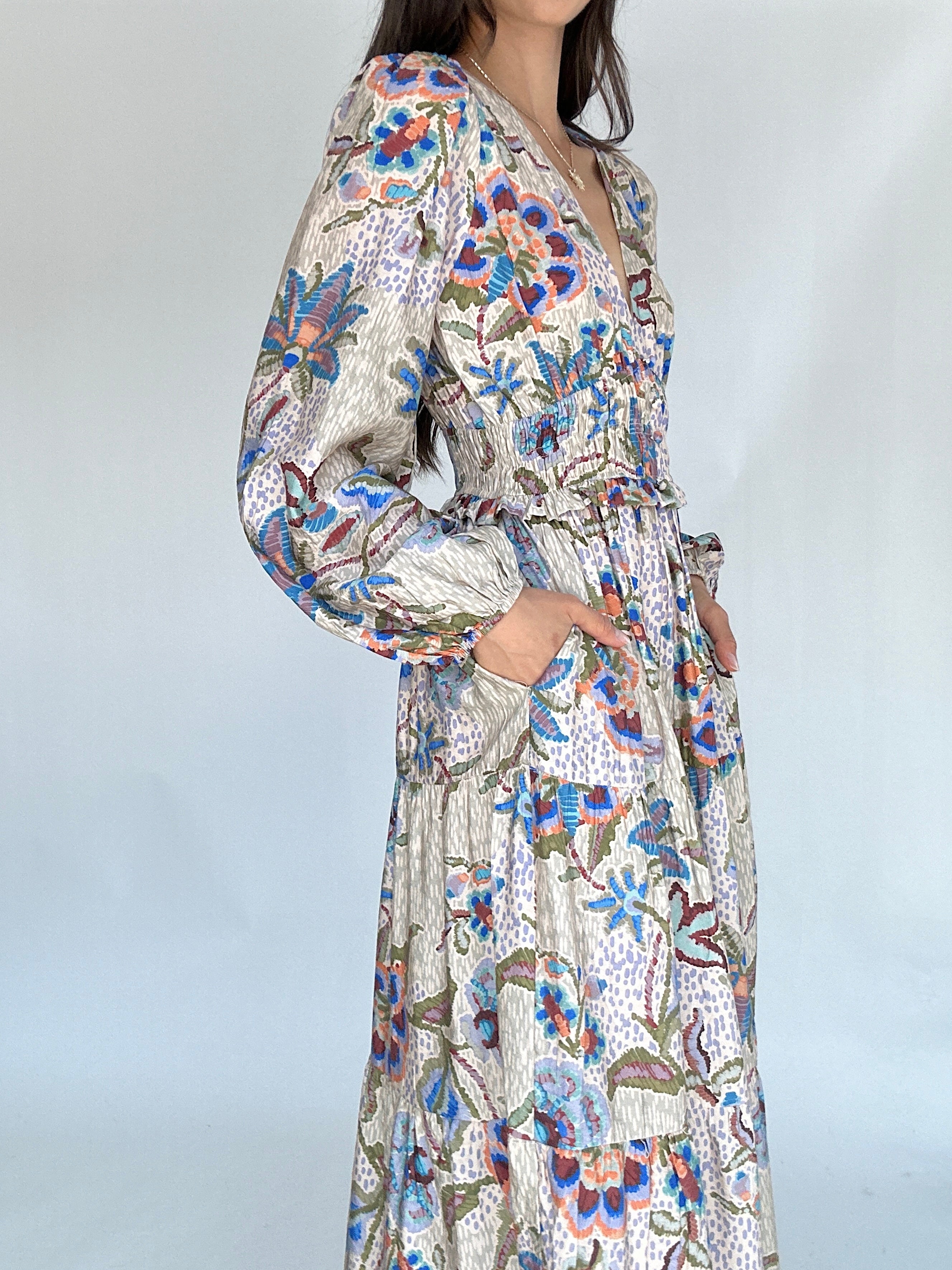 Mosaic Vineyard Maxi Dress Pockets