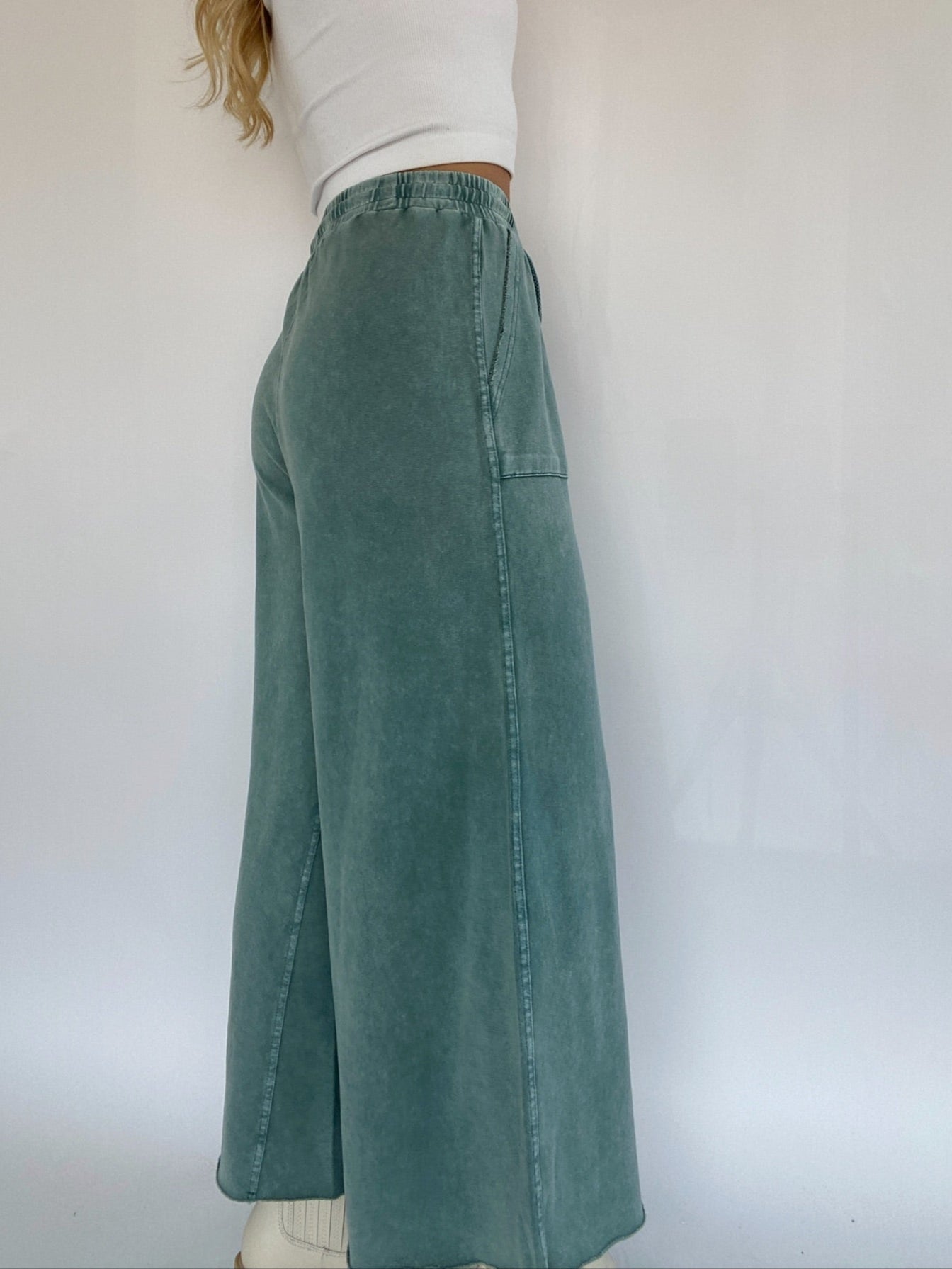 On The Road Again Pants Teal Green Side